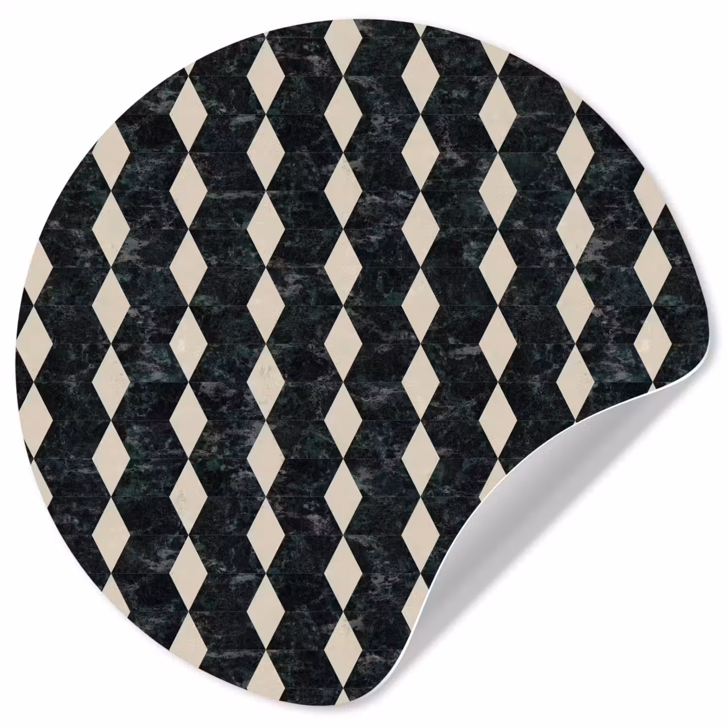 Geometrisch - Patroon - Marmer - Groen Wandcirkel behangsticker klein 186 -3d