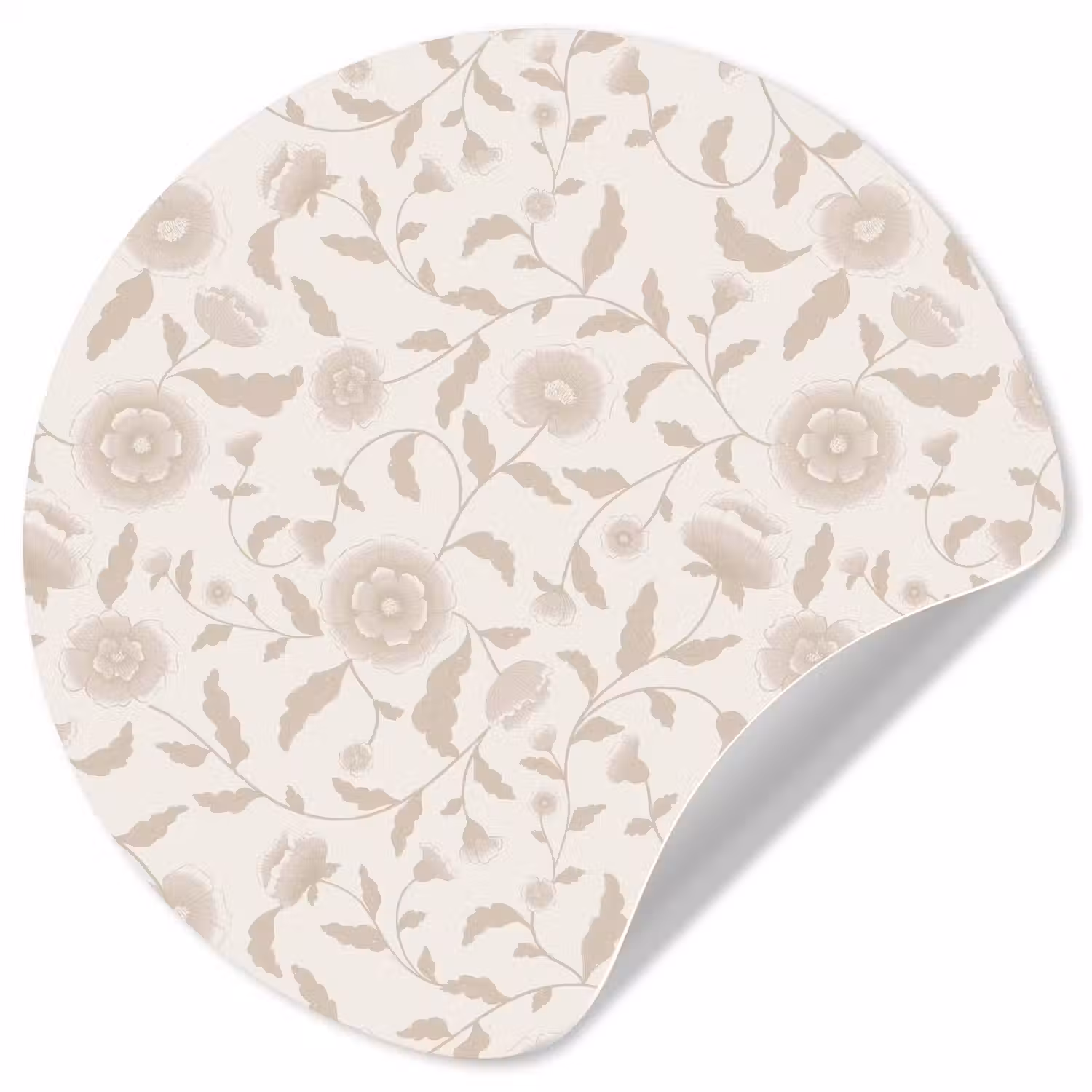 Sierlijk - Bloemen - Beige Wandcirkel behangsticker klein 186 -3d