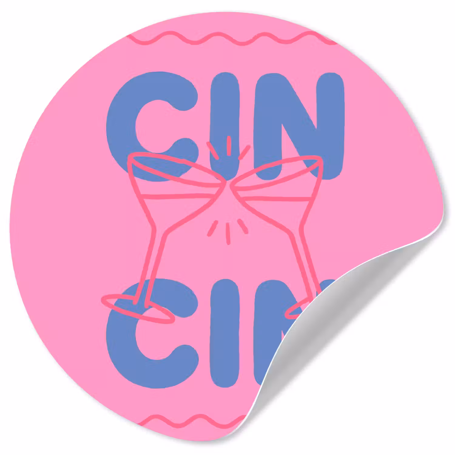 Drank - Glazen - Proost - Modern - Roze Wandcirkel behangsticker klein -3d