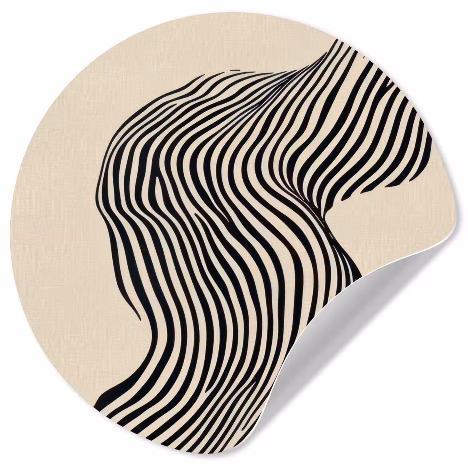 Golvend - Lijnen - Abstract - Silhouet Wandcirkel behangsticker klein -3d