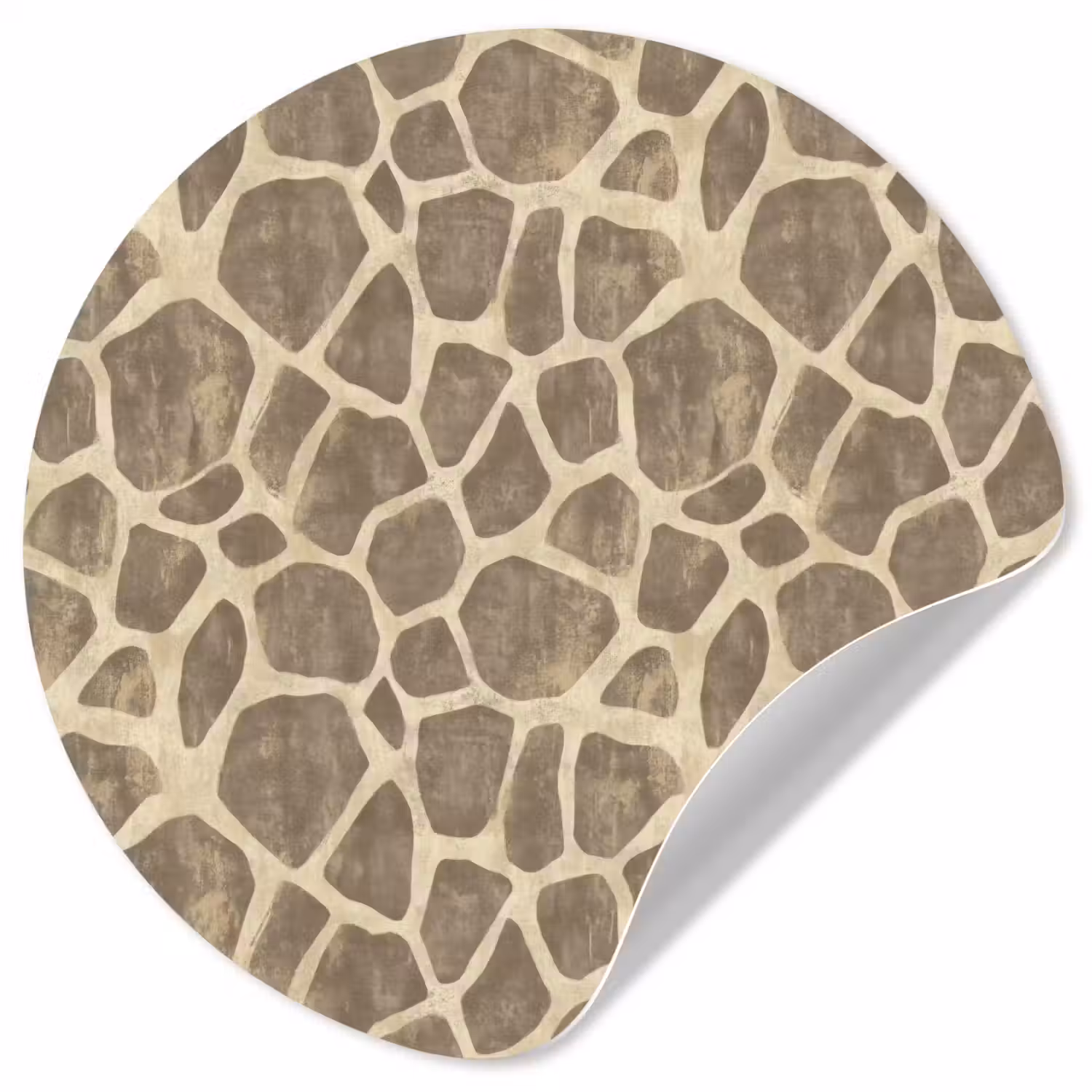Giraf - Patroon - Beige - Bruin Wandcirkel behangsticker klein 186 -3d