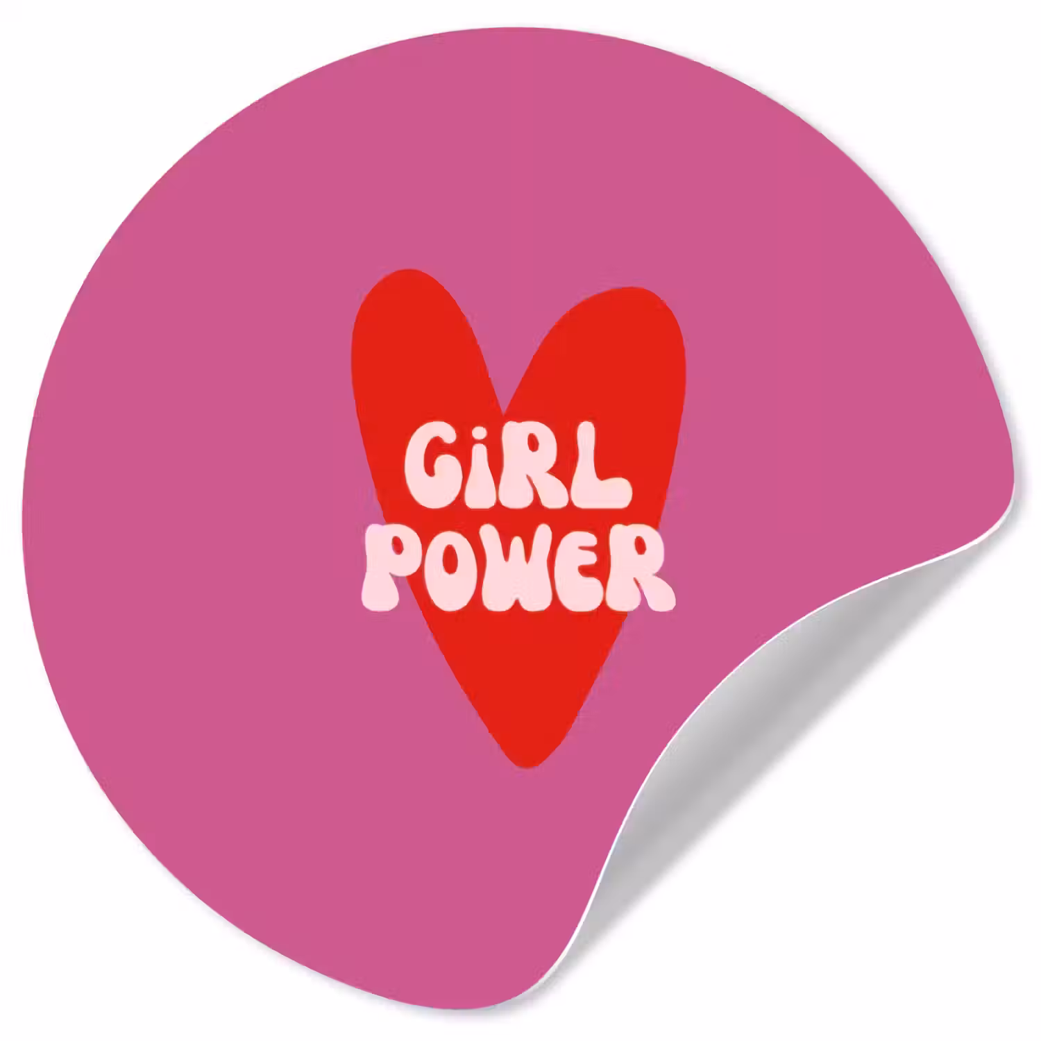 Girl power - Hart - Roze - Rood Wandcirkel behangsticker klein -3d