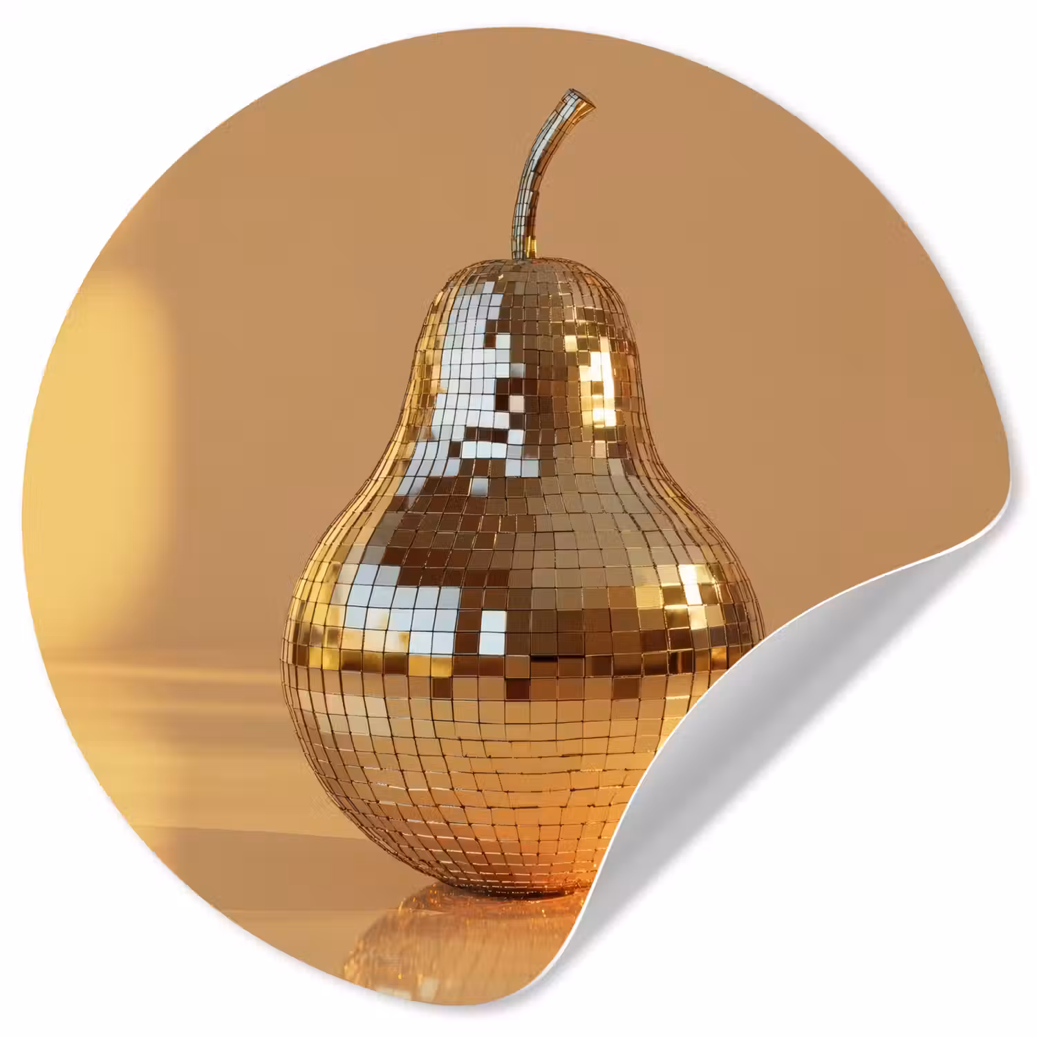 Goud - Disco - Glitter - Peer Wandcirkel behangsticker klein -3d