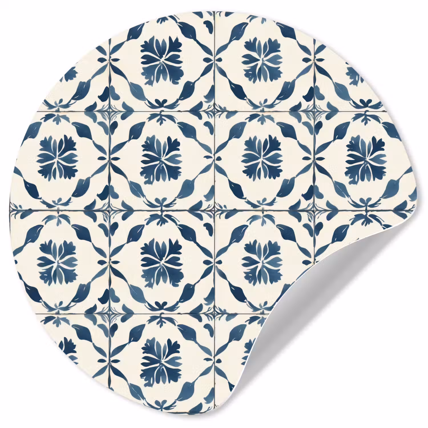 Grafisch - Tegel - Blauw Wandcirkel behangsticker klein 186 -3d