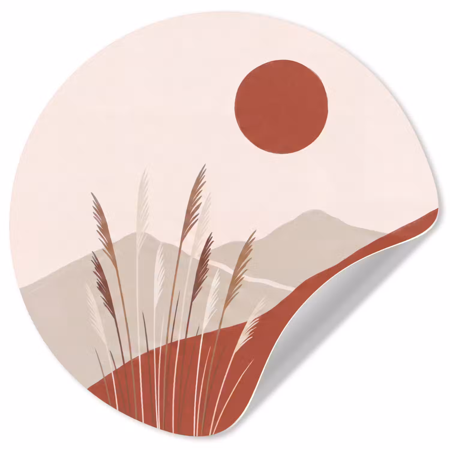 Gras - Landschap - Natuur - Abstract - Beige Wandcirkel behangsticker klein -3d