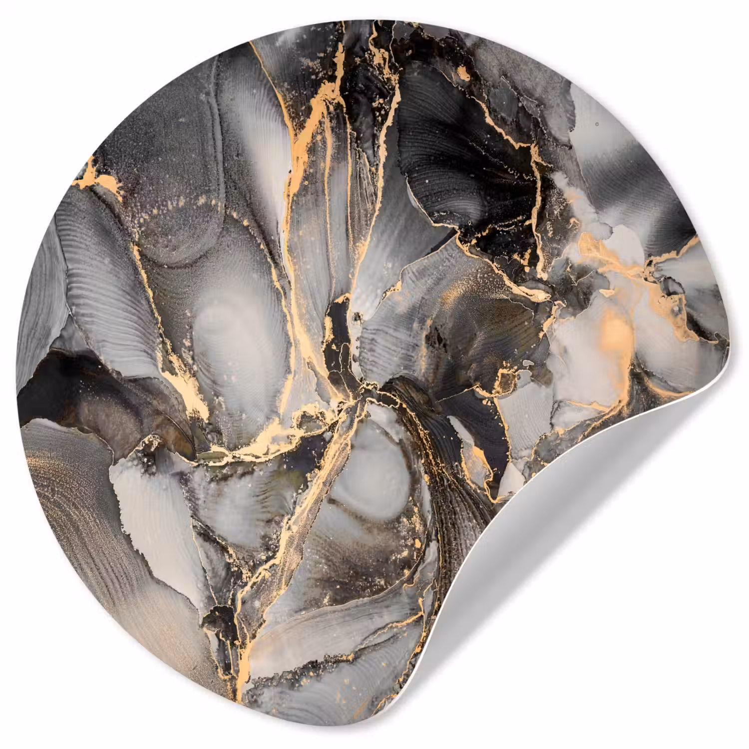 Grijs - Luxe - Goud - Marmer Wandcirkel behangsticker klein -3d
