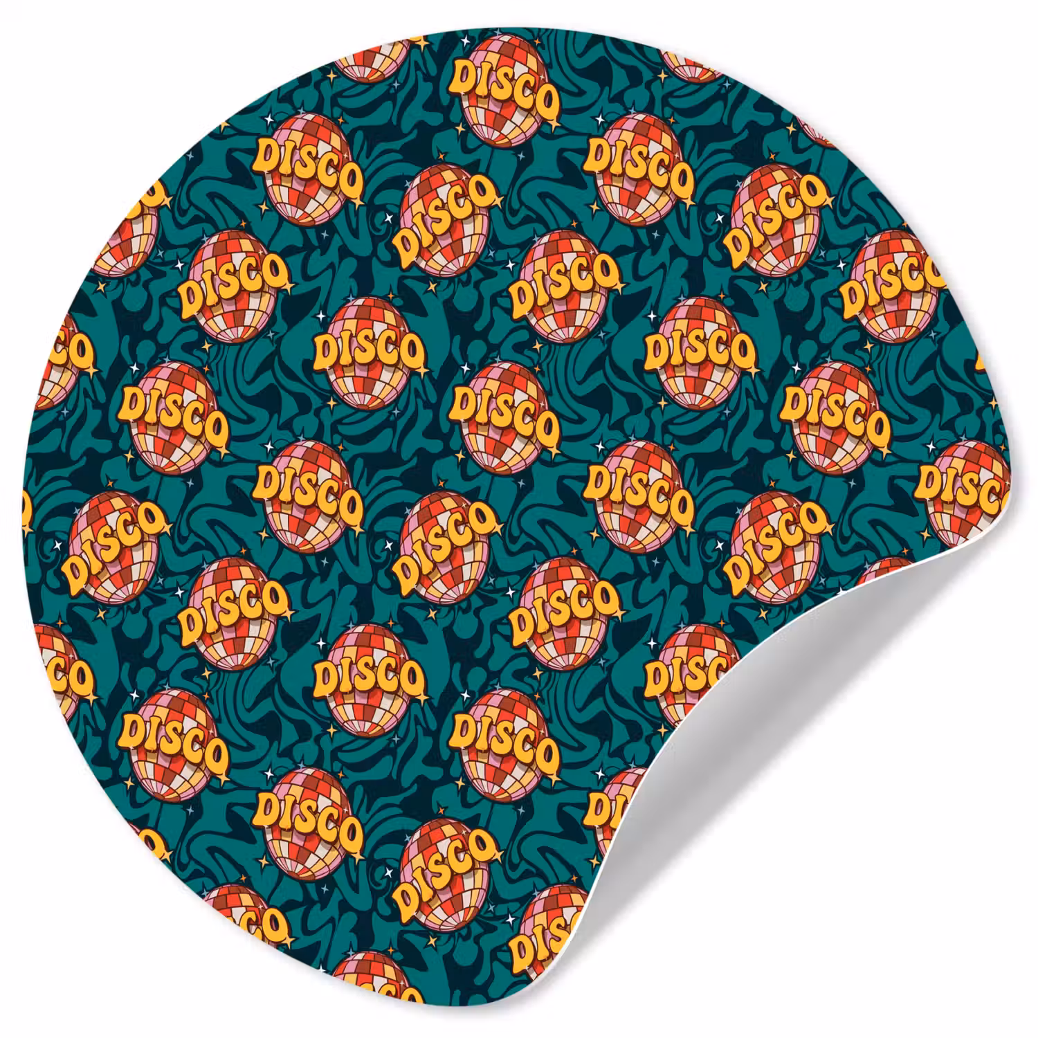 Groen - Disco - Patroon Wandcirkel behangsticker klein 186 -3d