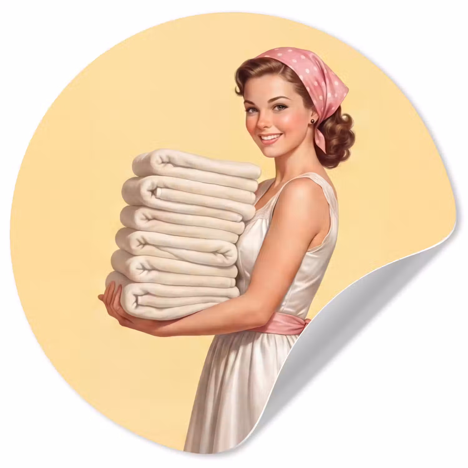 Handdoeken - Vrouw - Jurk - Roze Wandcirkel behangsticker klein -3d