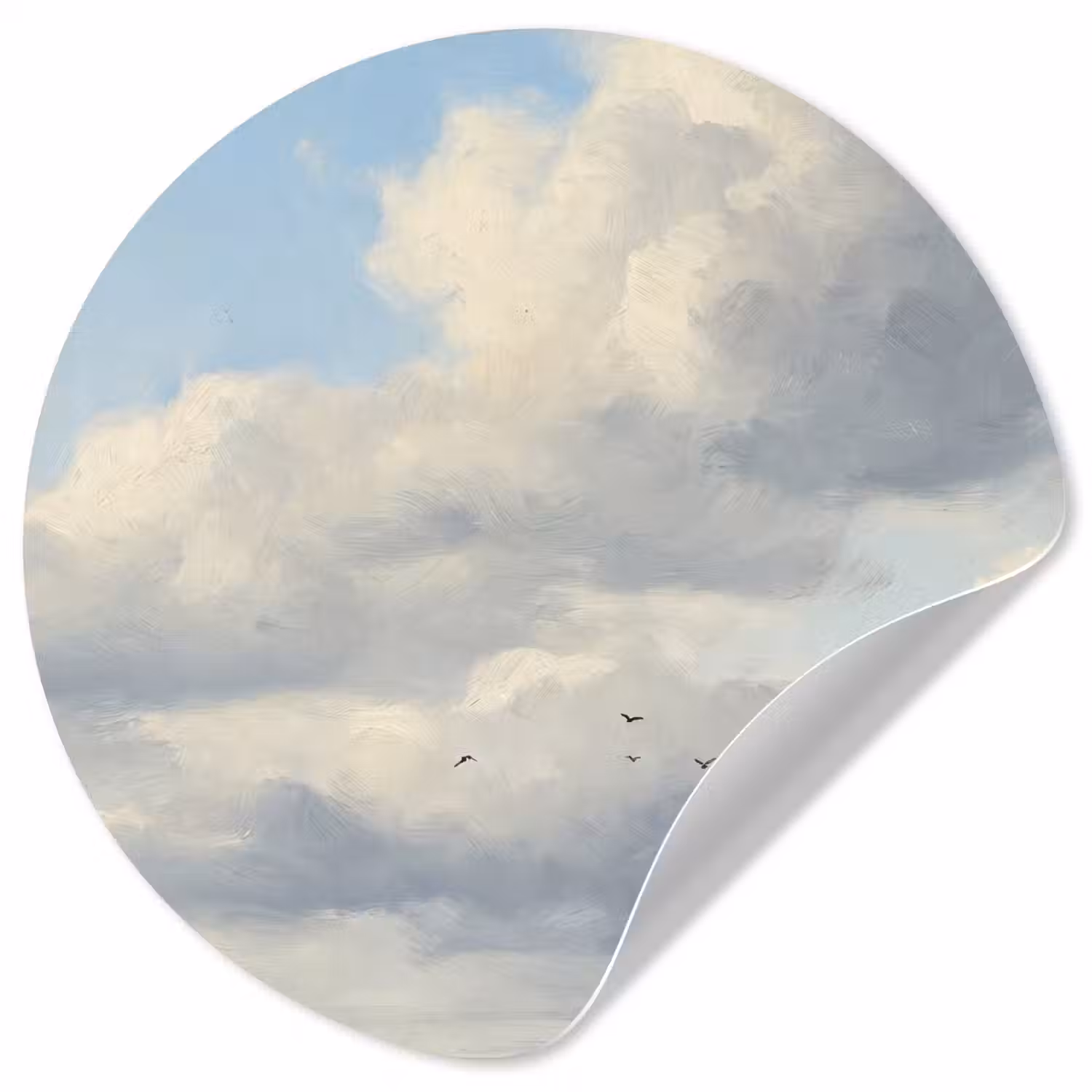 Lucht - Wolken - Natuur - Klassiek - Blauw Wandcirkel behangsticker klein -3d