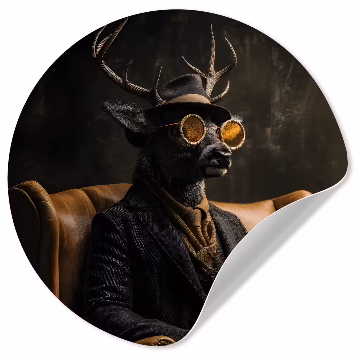 Hert - Zonnebril - Zwart - Pak Wandcirkel behangsticker klein -3d