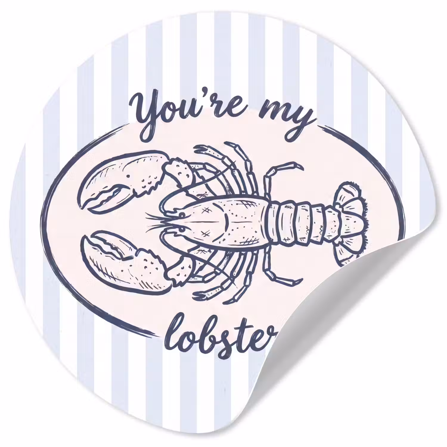 Kreeft - Illustratie - Liefde - Blauw - Decoratie Wandcirkel behangsticker klein -3d