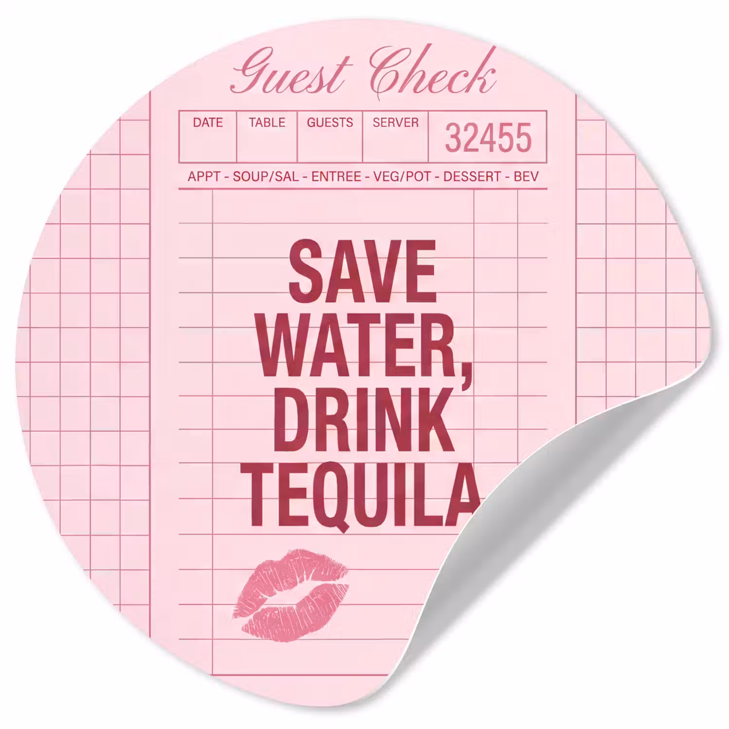 Humor - Drank - Tekst - Roze Wandcirkel behangsticker klein -3d