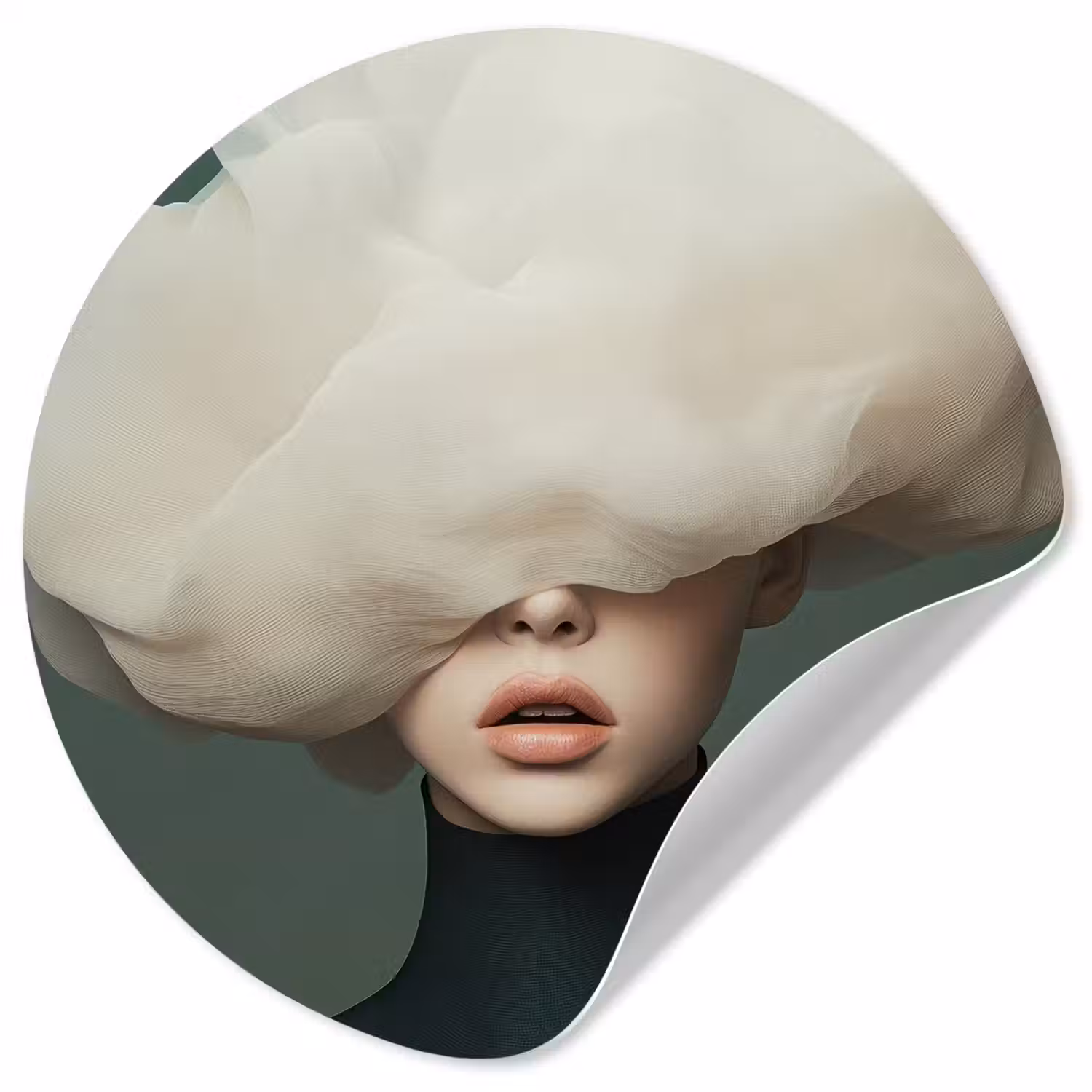 Hoed - Vrouw - Beige Wandcirkel behangsticker klein -3d