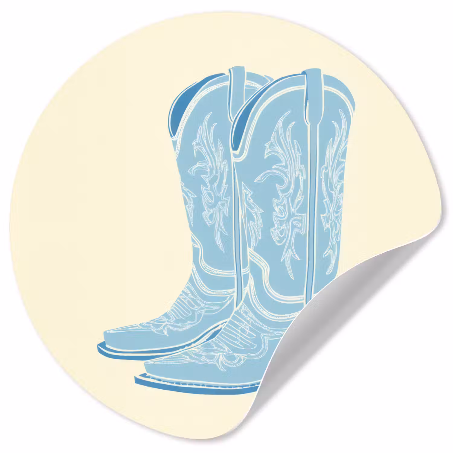 Illustratie - Cowboylaarzen - Patroon Wandcirkel behangsticker klein -3d