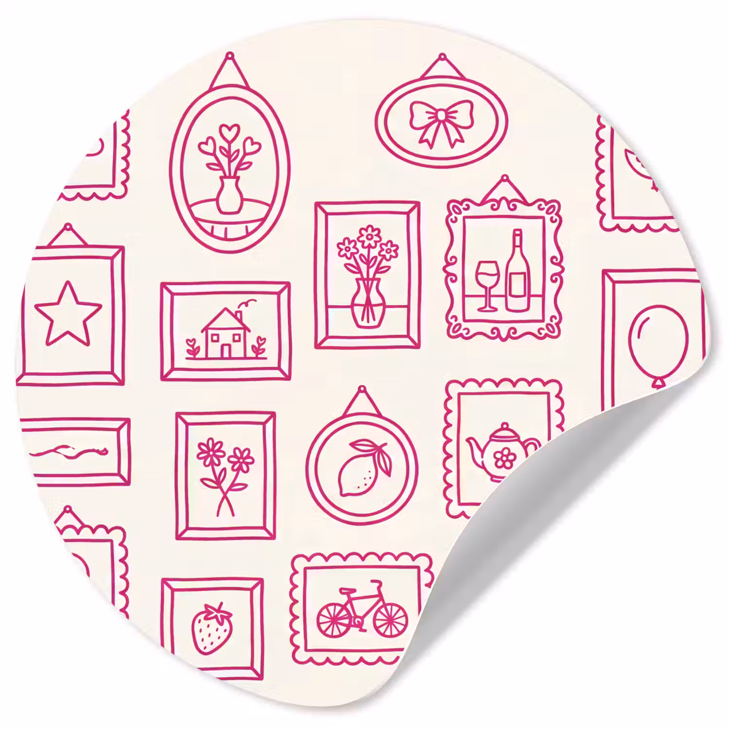 Illustratie - Collectie - Kunst - Minimalistisch - Roze Wandcirkel behangsticker klein -3d