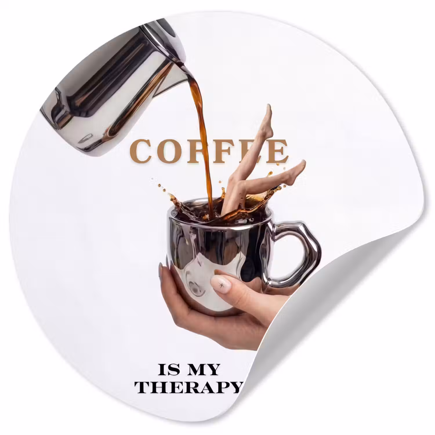 Koffie - Mok - Kan - Therapie Wandcirkel behangsticker klein -3d