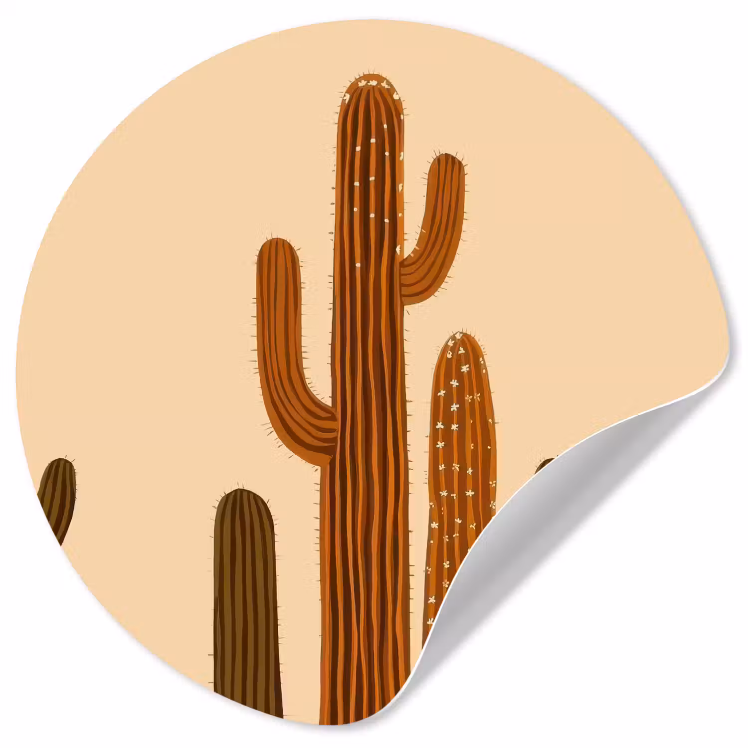 Cactus - Woestijn - Zand - Bruin Wandcirkel behangsticker klein -3d