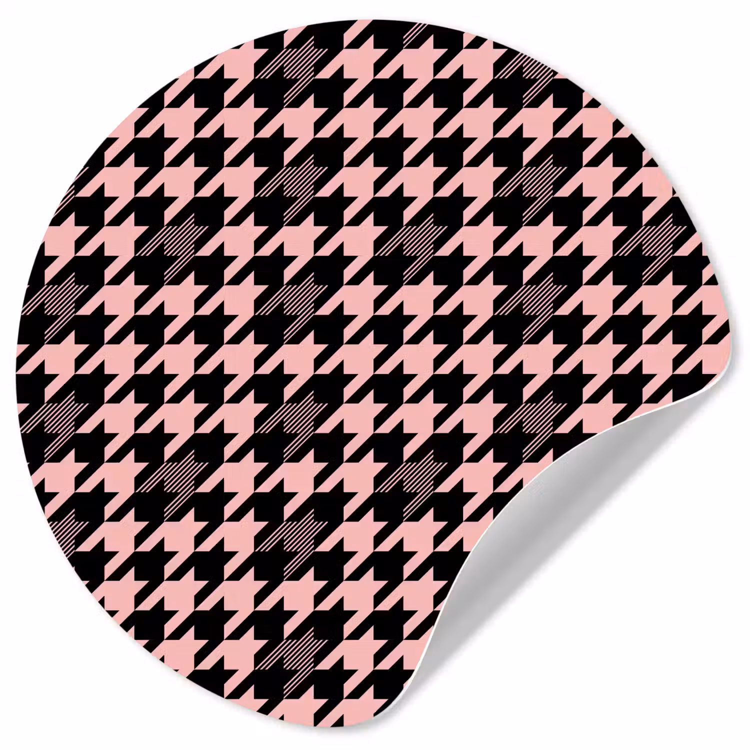 Plaid - Patroon - Zwart - Roze Wandcirkel behangsticker klein 186 -3d