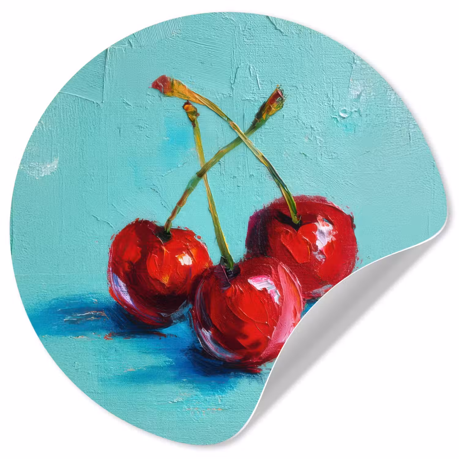 Kersen - Rood - Drie - Geverfd Wandcirkel behangsticker klein -3d