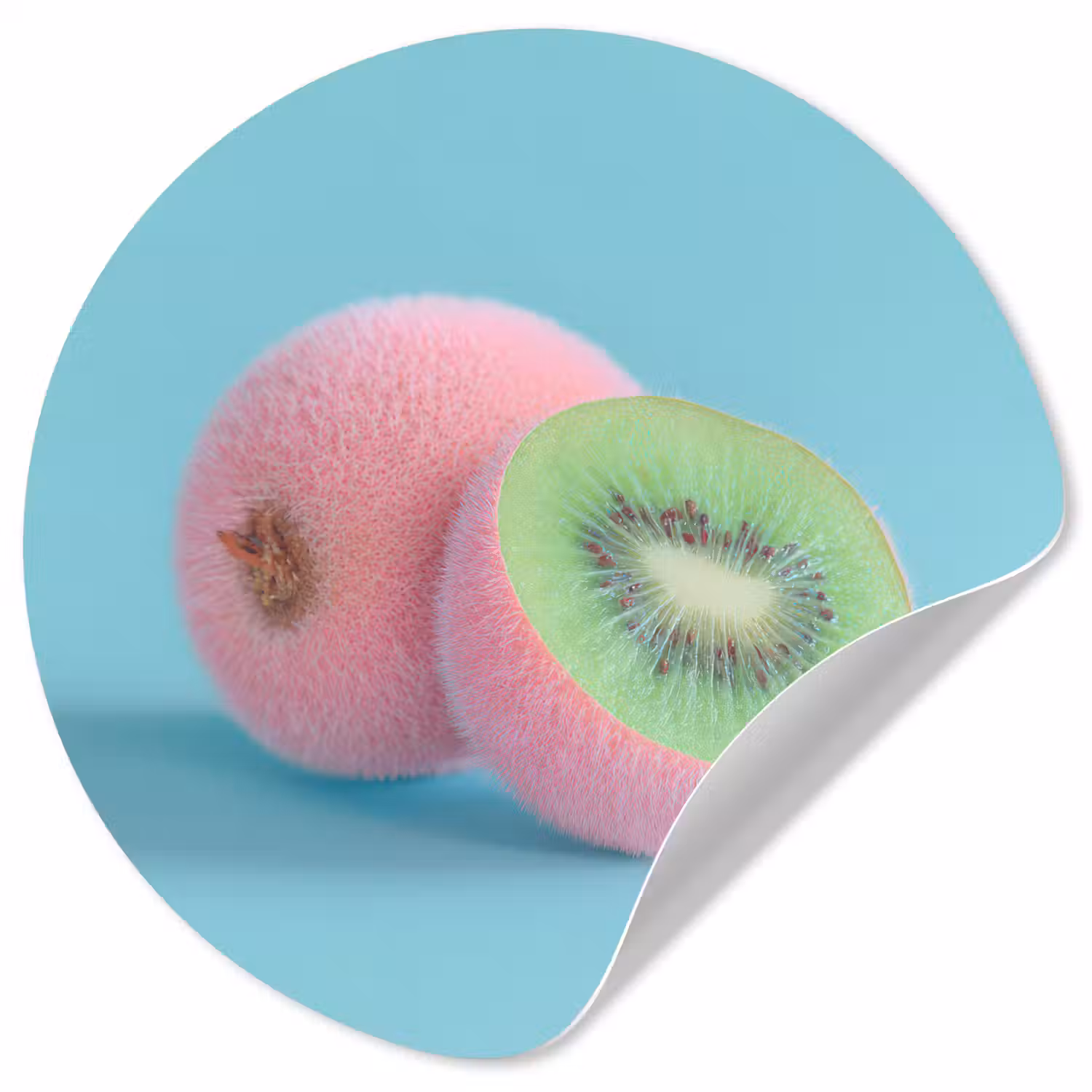 Kiwi - Blauw - Surrealistisch Wandcirkel behangsticker klein -3d