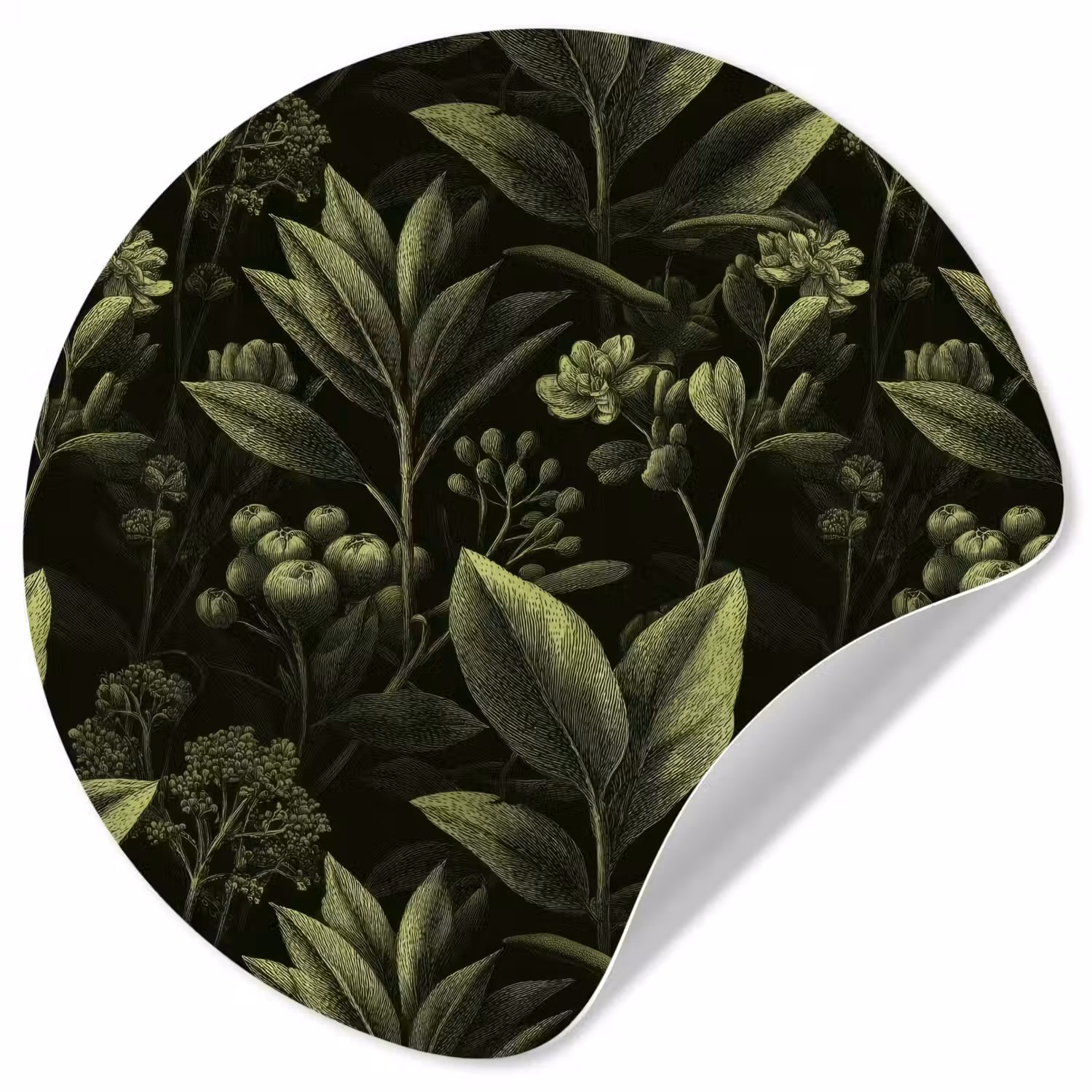 Klassiek - Donker - Botanisch - Planten Wandcirkel behangsticker klein 186 -3d