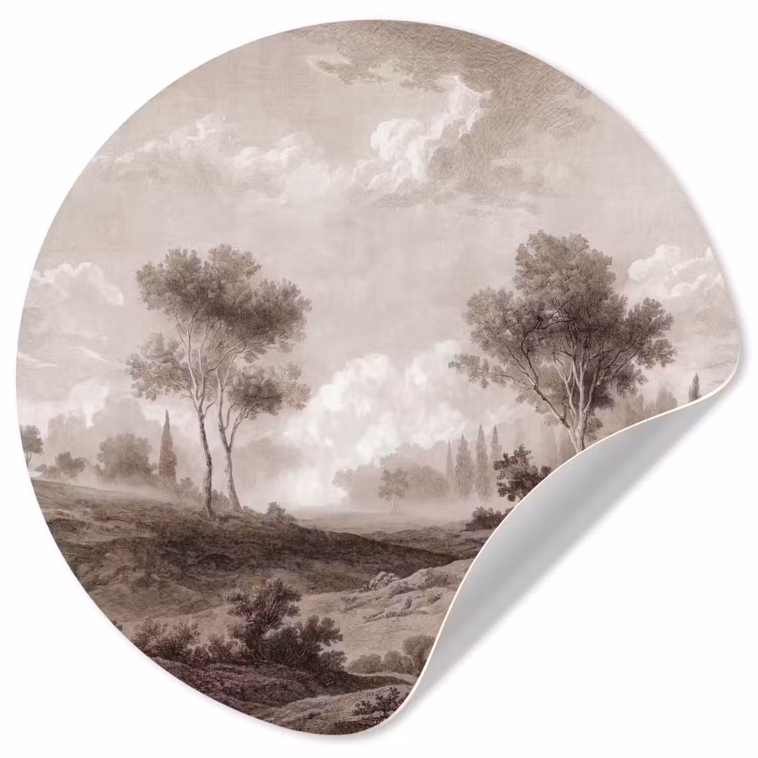 Klassiek - Landschap - Neutraal Wandcirkel behangsticker klein -3d
