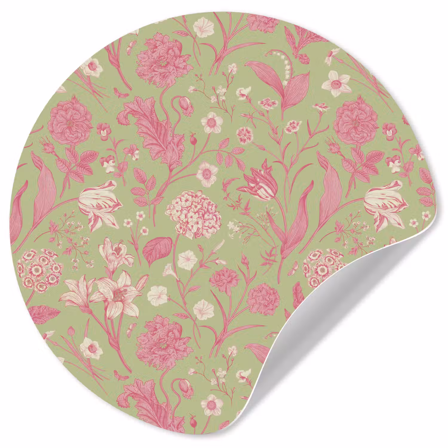 Classic - Pink - Mint Wandcirkel behangsticker klein 186 -3d