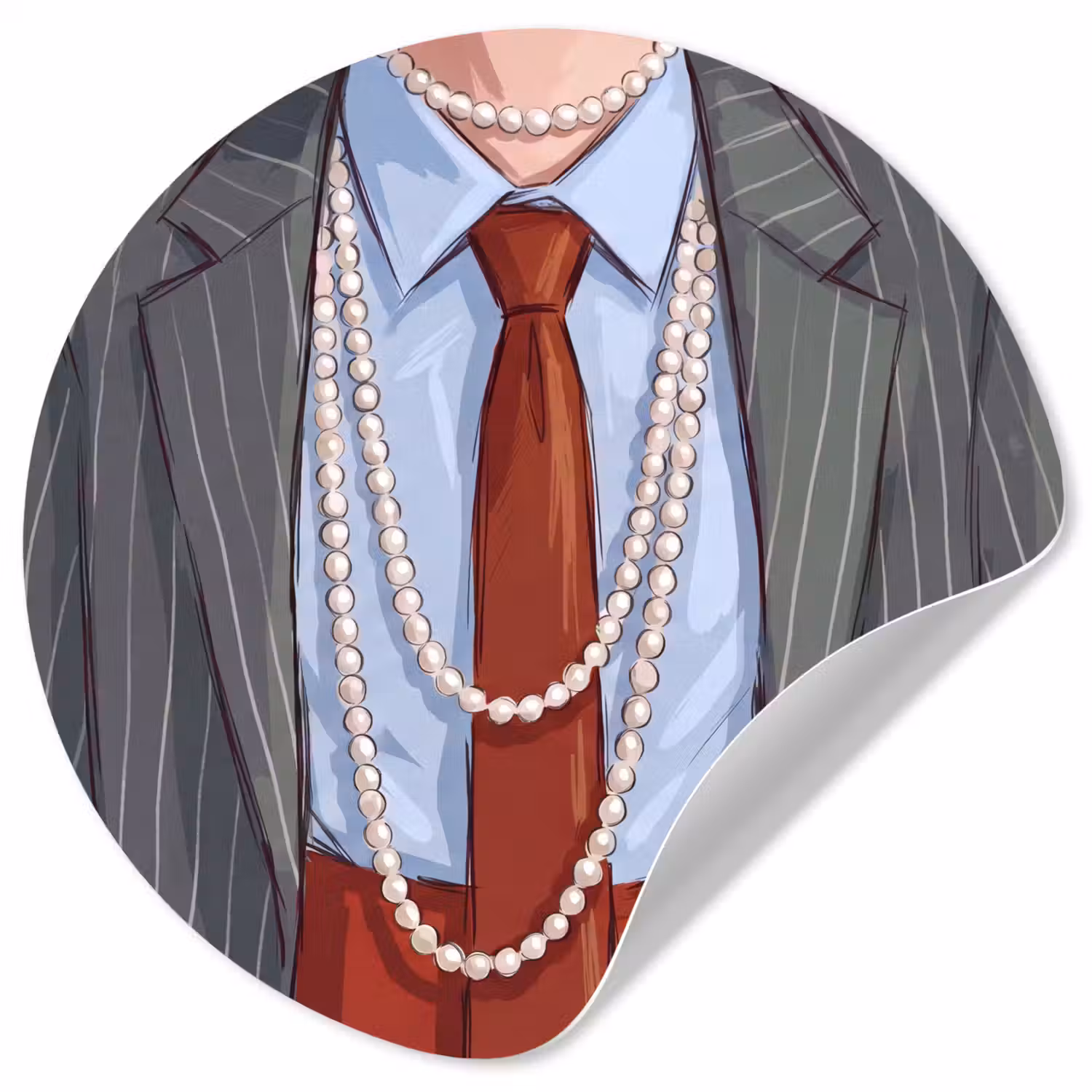 Kleding - Strik - Parels - Klassiek - Mode Wandcirkel behangsticker klein -3d