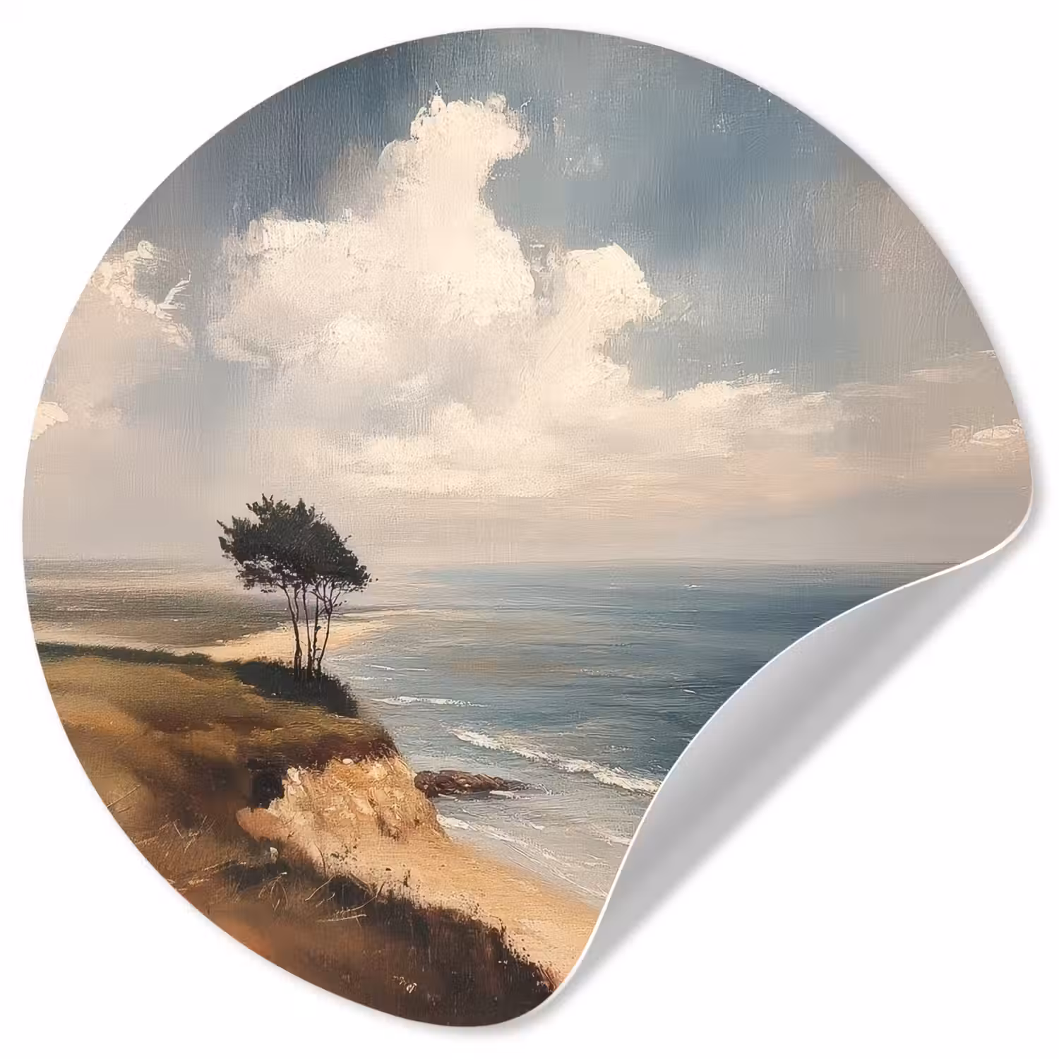 Klif - Zee - Boom Wandcirkel behangsticker klein -3d
