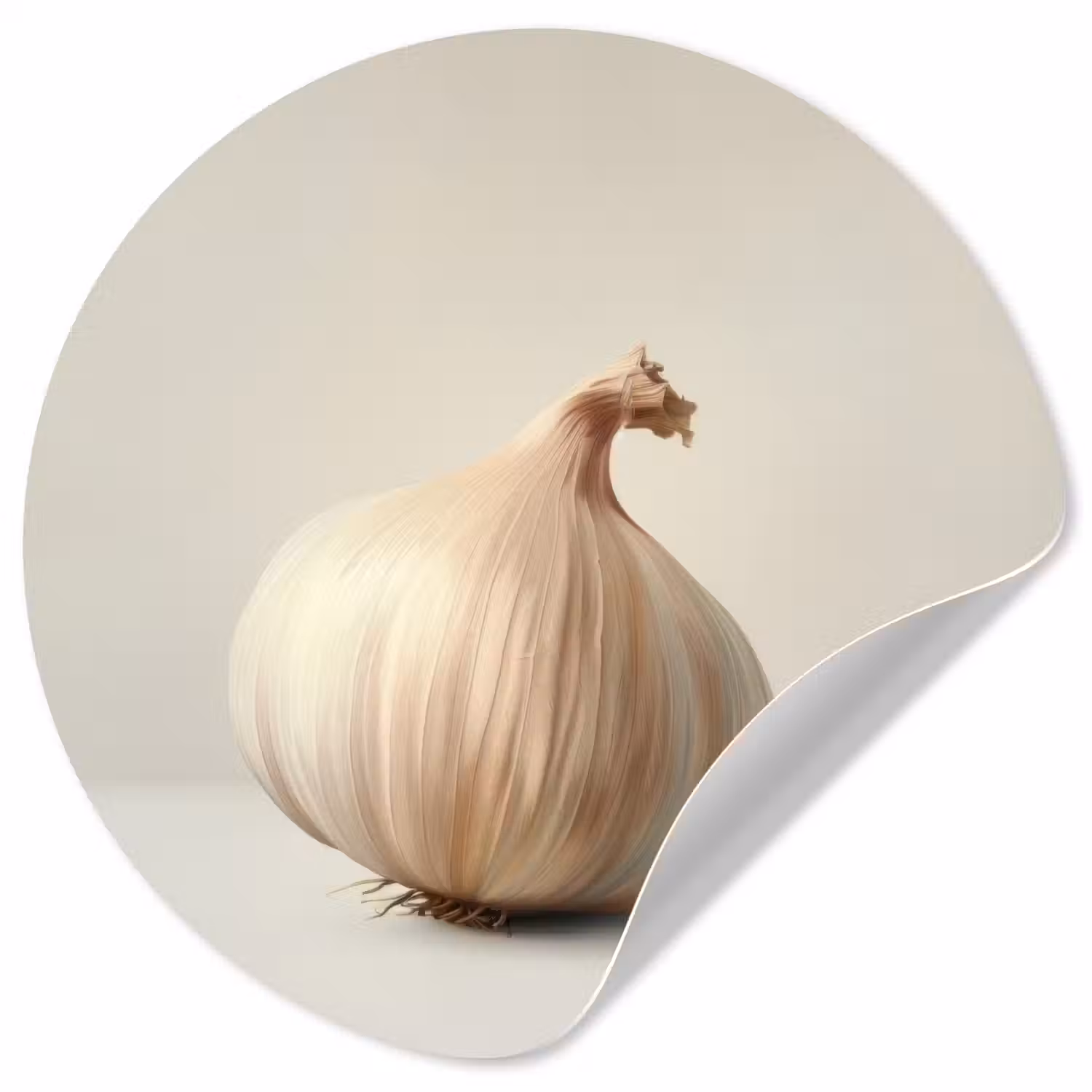 Knoflook - Natuurlijk - Beige Wandcirkel behangsticker klein -3d