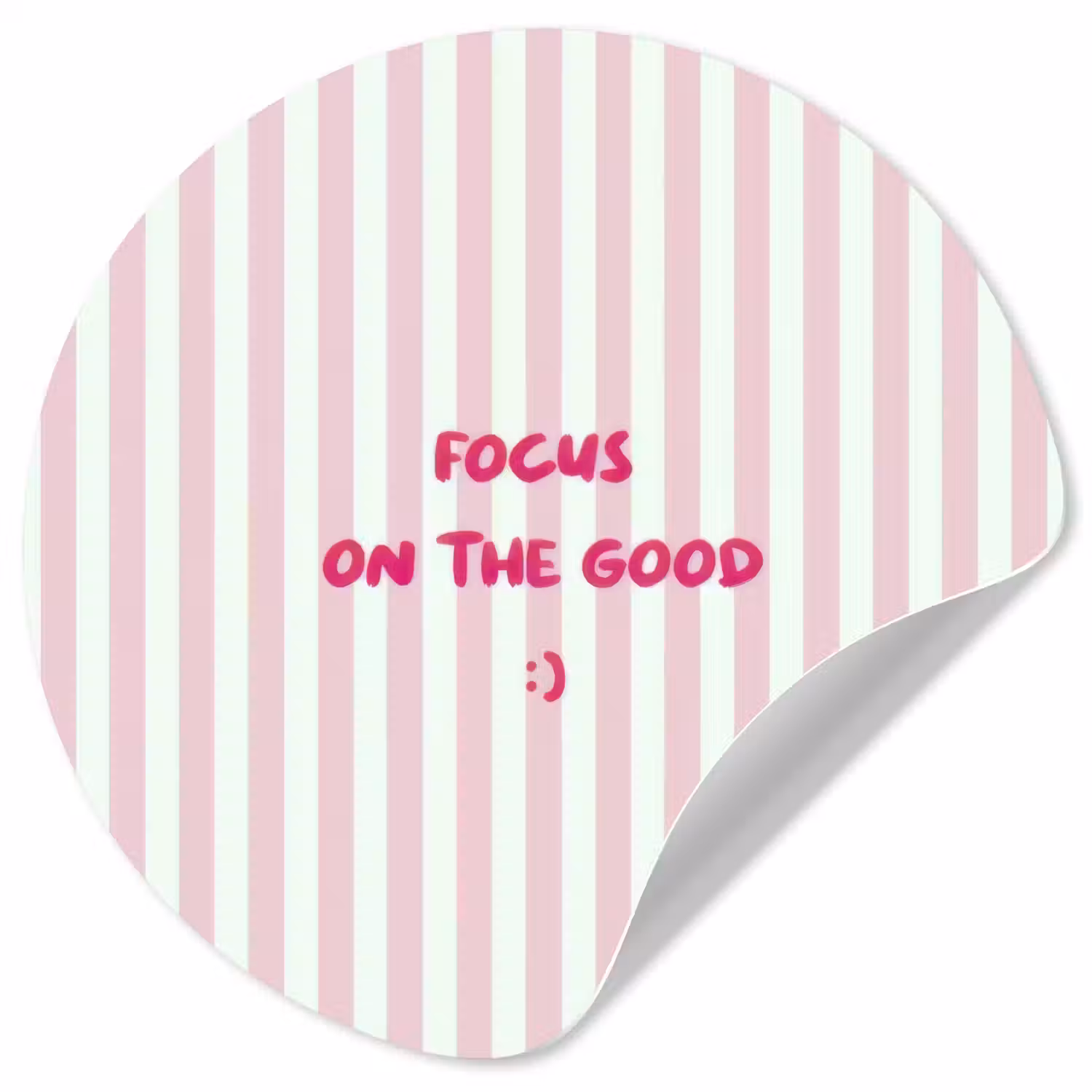 Focus on the good - Strepen - Roze - Smiley Wandcirkel behangsticker klein -3d