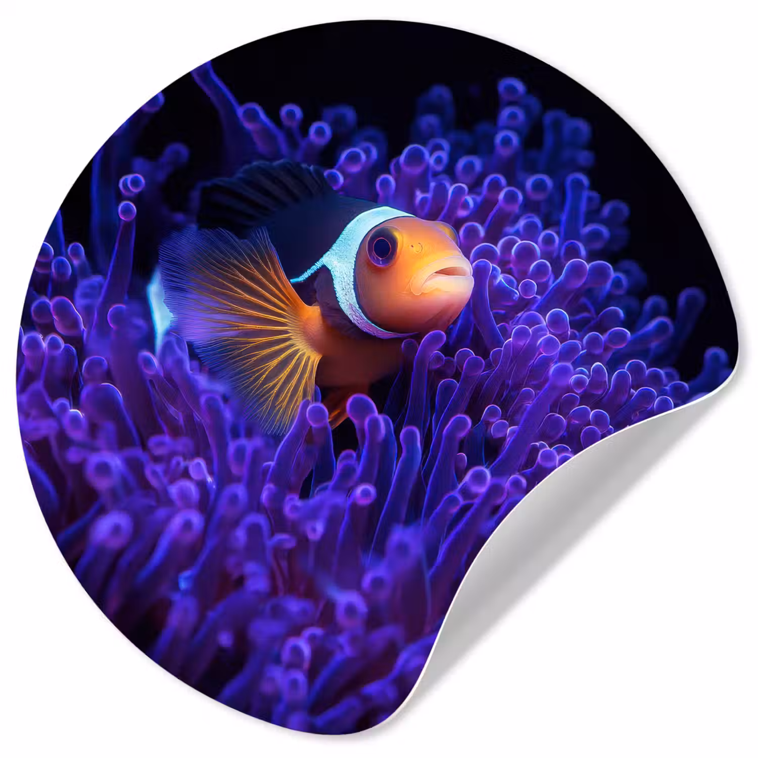 Koraal - Vis - Oranje - Zee Wandcirkel behangsticker klein -3d