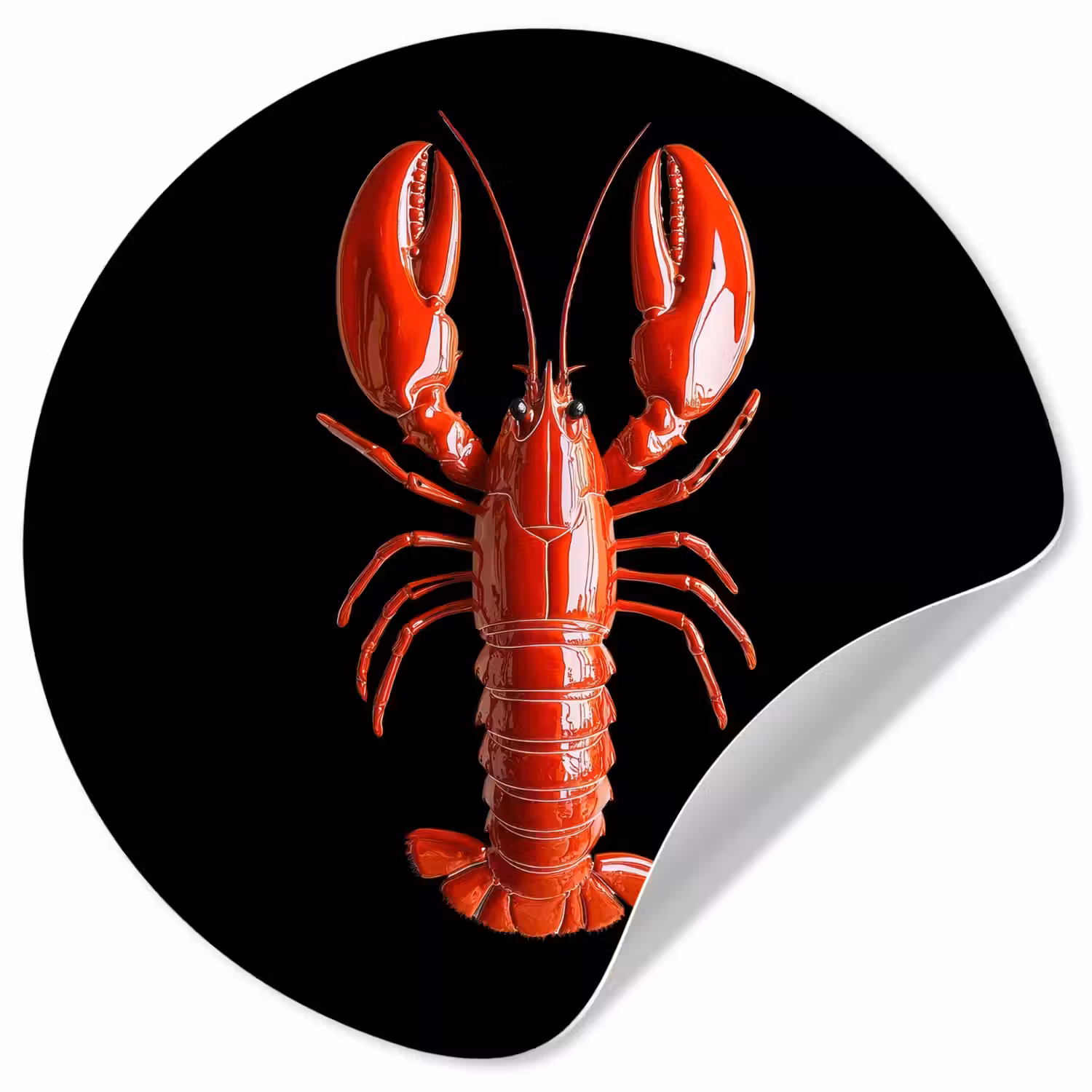 Kreeft - Glossier Rood - Zwart Wandcirkel behangsticker klein -3d