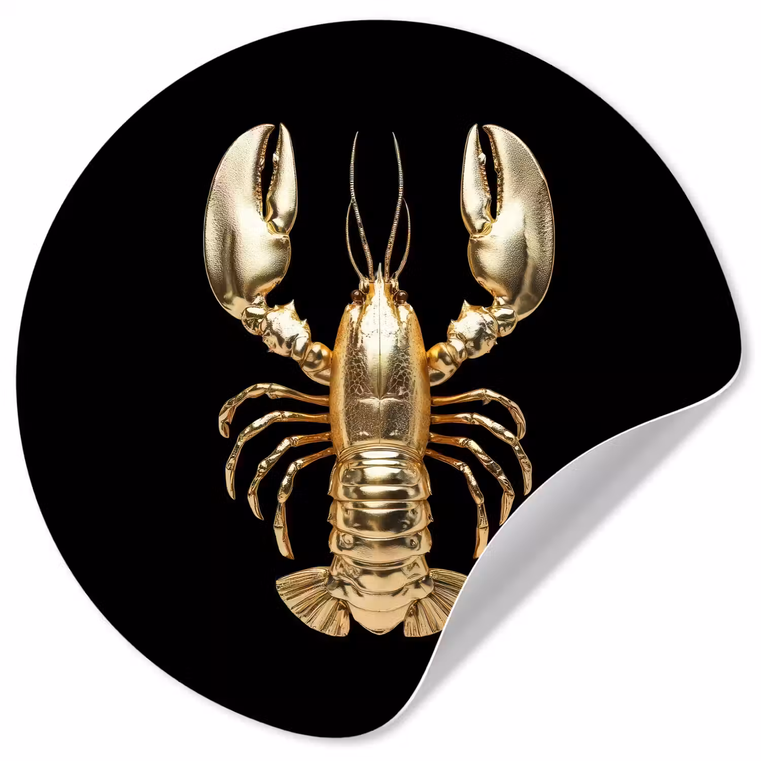 Kreeft - Goud - Textuur - Zwart Wandcirkel behangsticker klein -3d