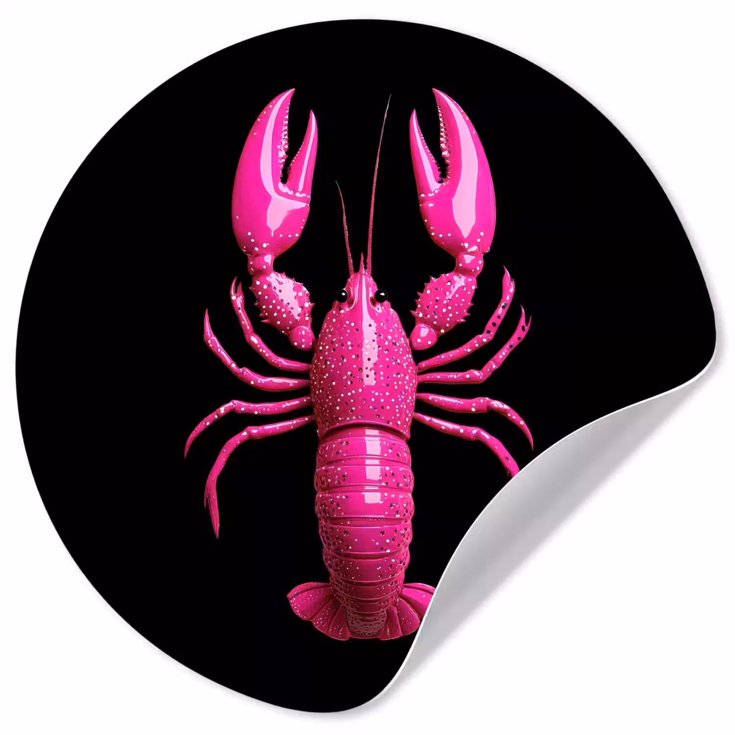 Kreeft - Felroze - Stippen - Opvallend Wandcirkel behangsticker klein -3d
