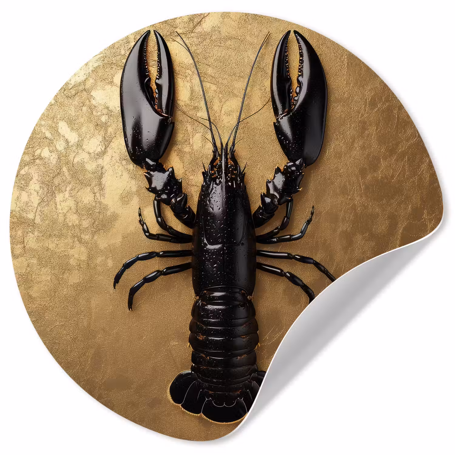 Kreeft - Zwart - Goud - Luxe Wandcirkel behangsticker klein -3d