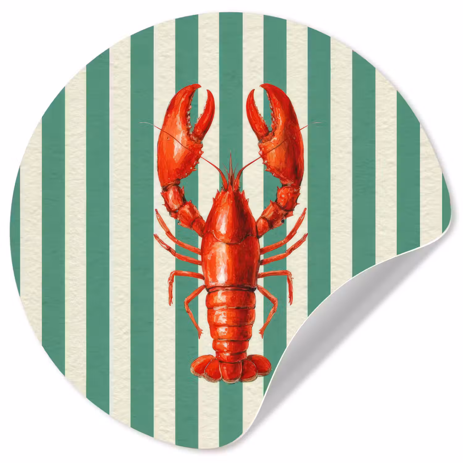 Kreeft - Strepen - Realistisch - Zomers Wandcirkel behangsticker klein -3d