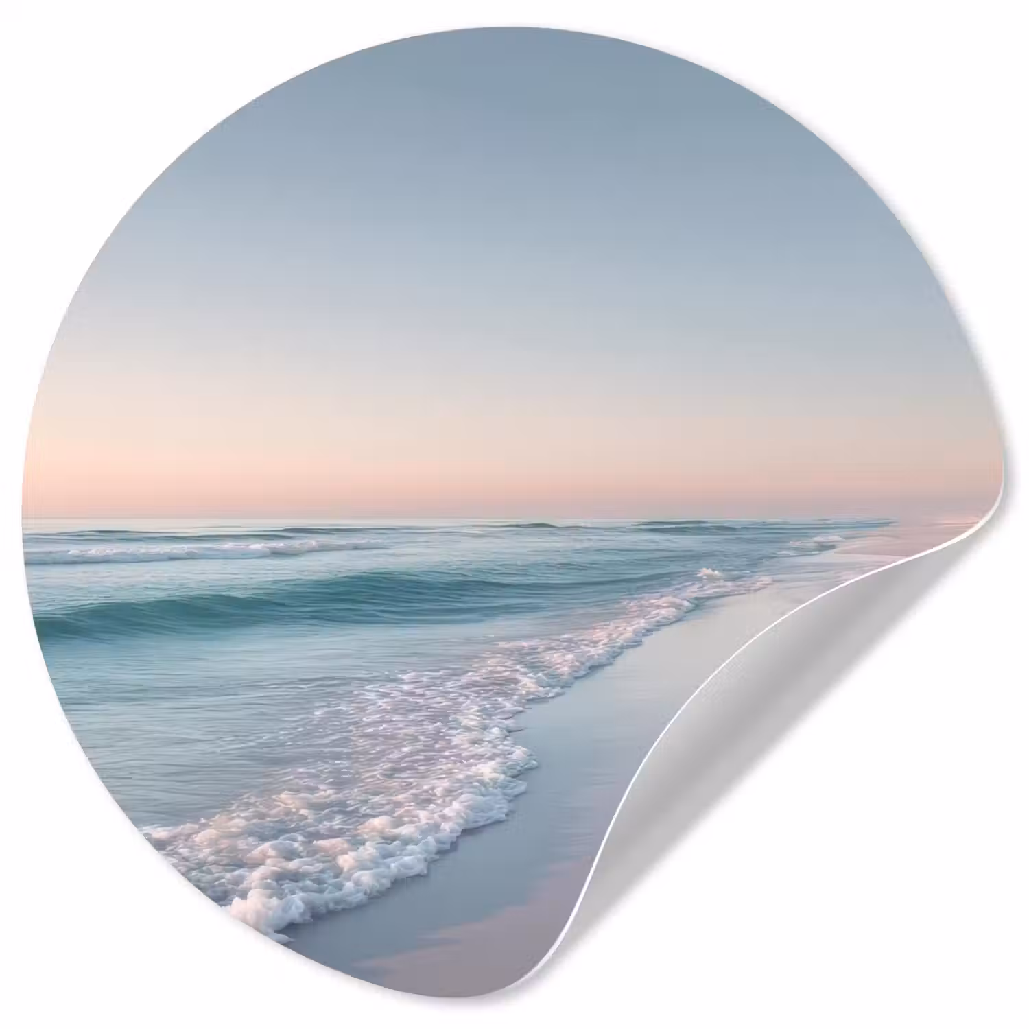 Kustlijn - Pastel - water Wandcirkel behangsticker klein -3d
