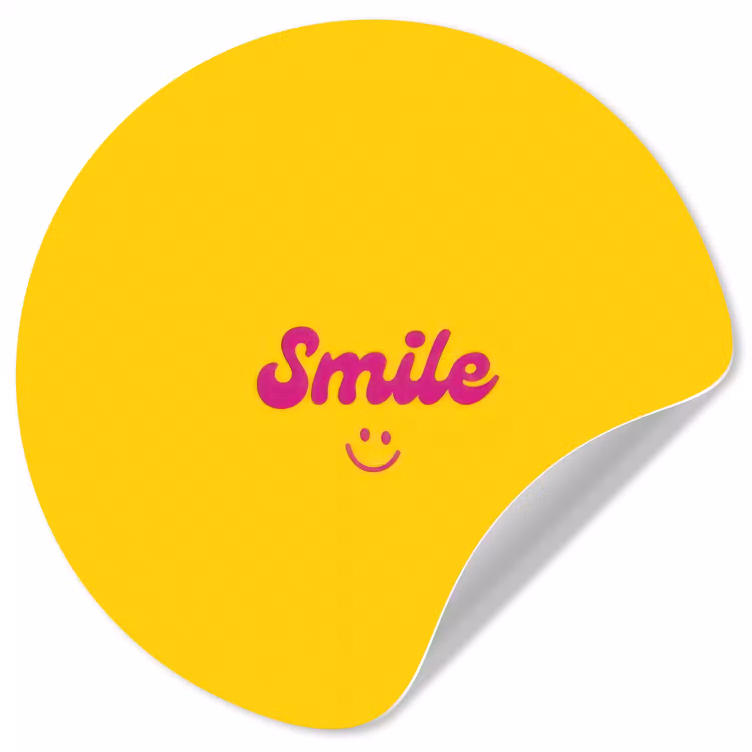 Smile - Geel - Roze Wandcirkel behangsticker klein -3d