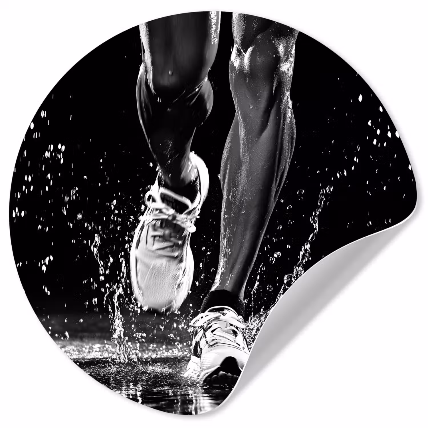Hardloopschoenen - Rennen - Druppels - Zwart Wandcirkel behangsticker klein -3d