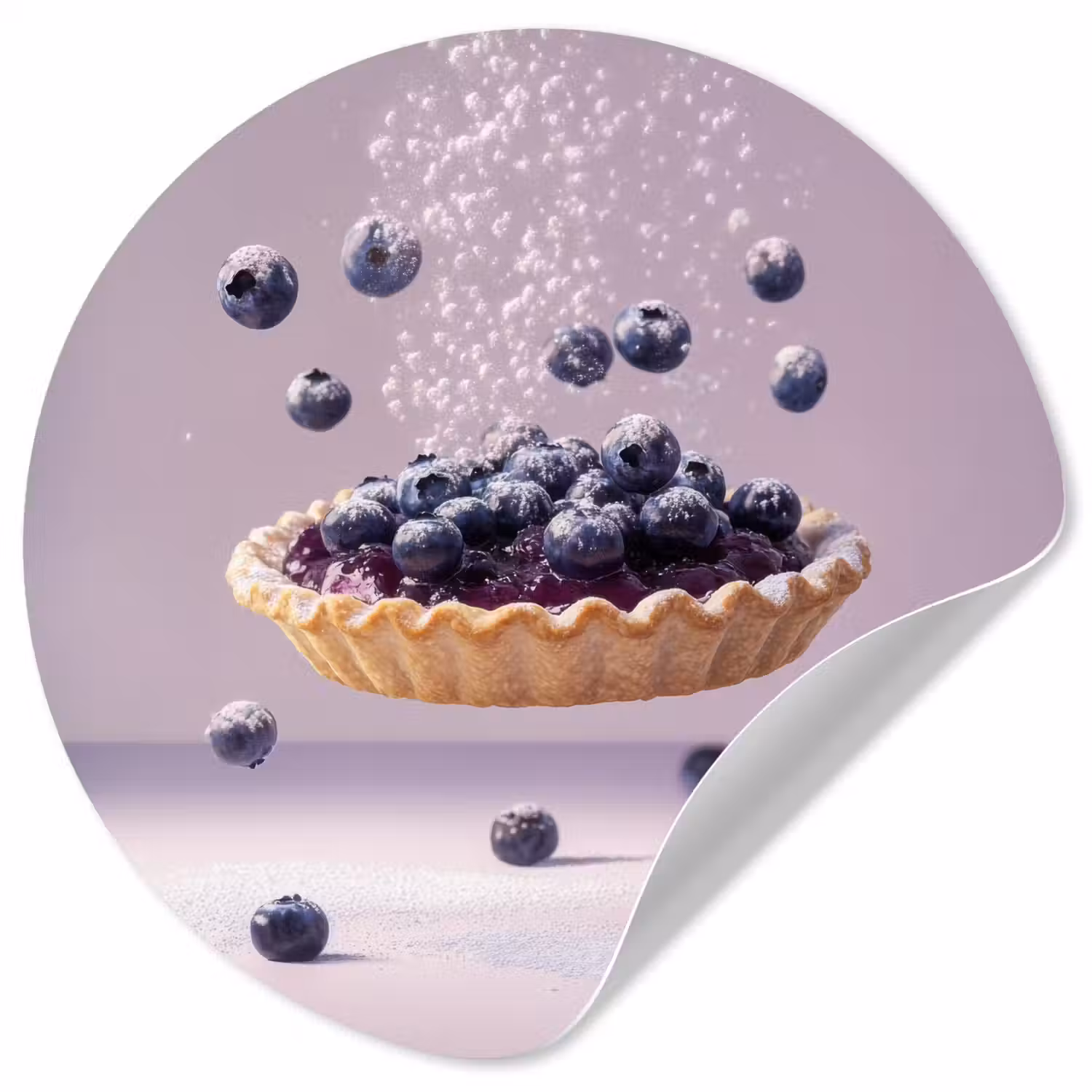 Eten - Taart - Bessen - Blauw Wandcirkel behangsticker klein -3d