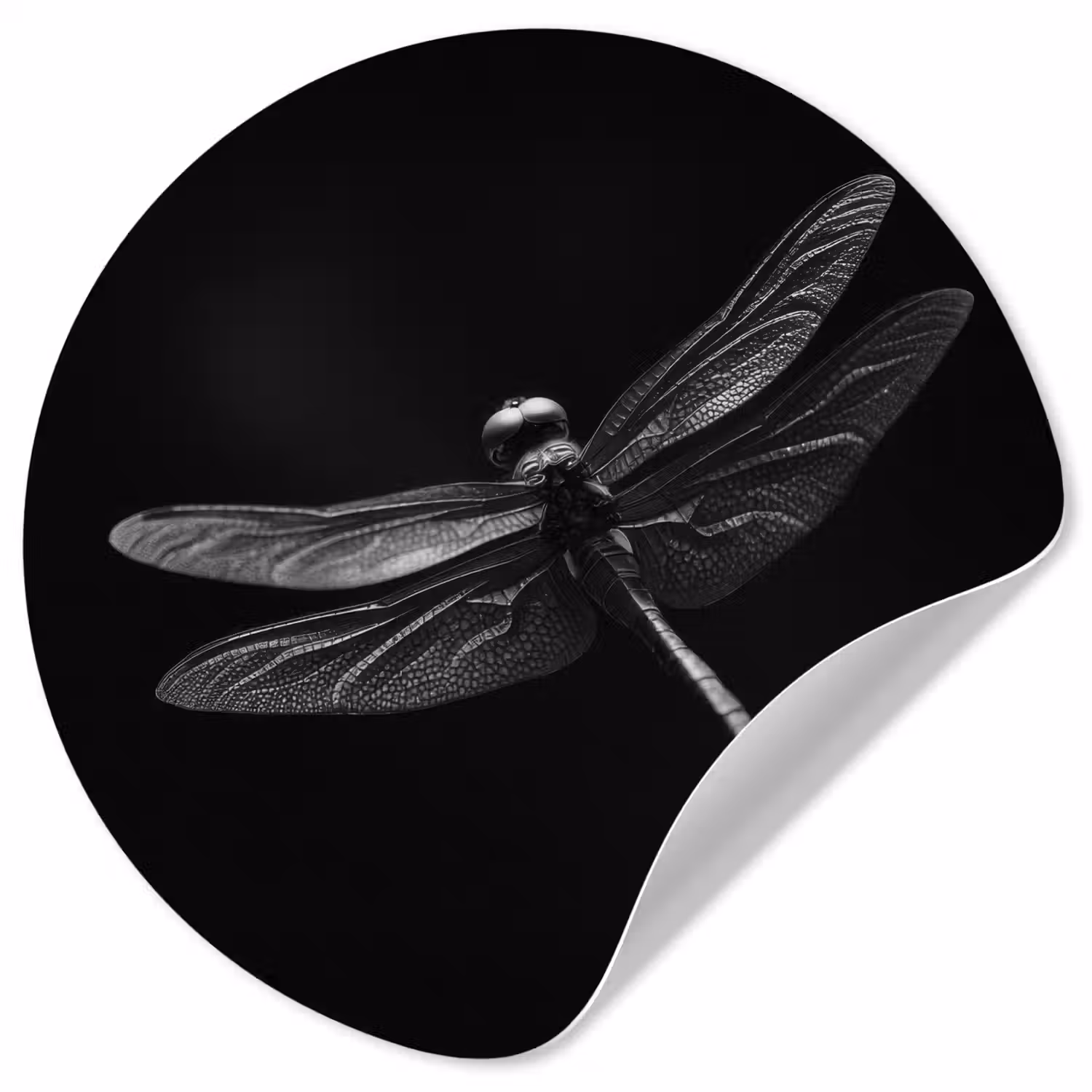 Libelle - Dieren - Zwart - Insect Wandcirkel behangsticker klein -3d