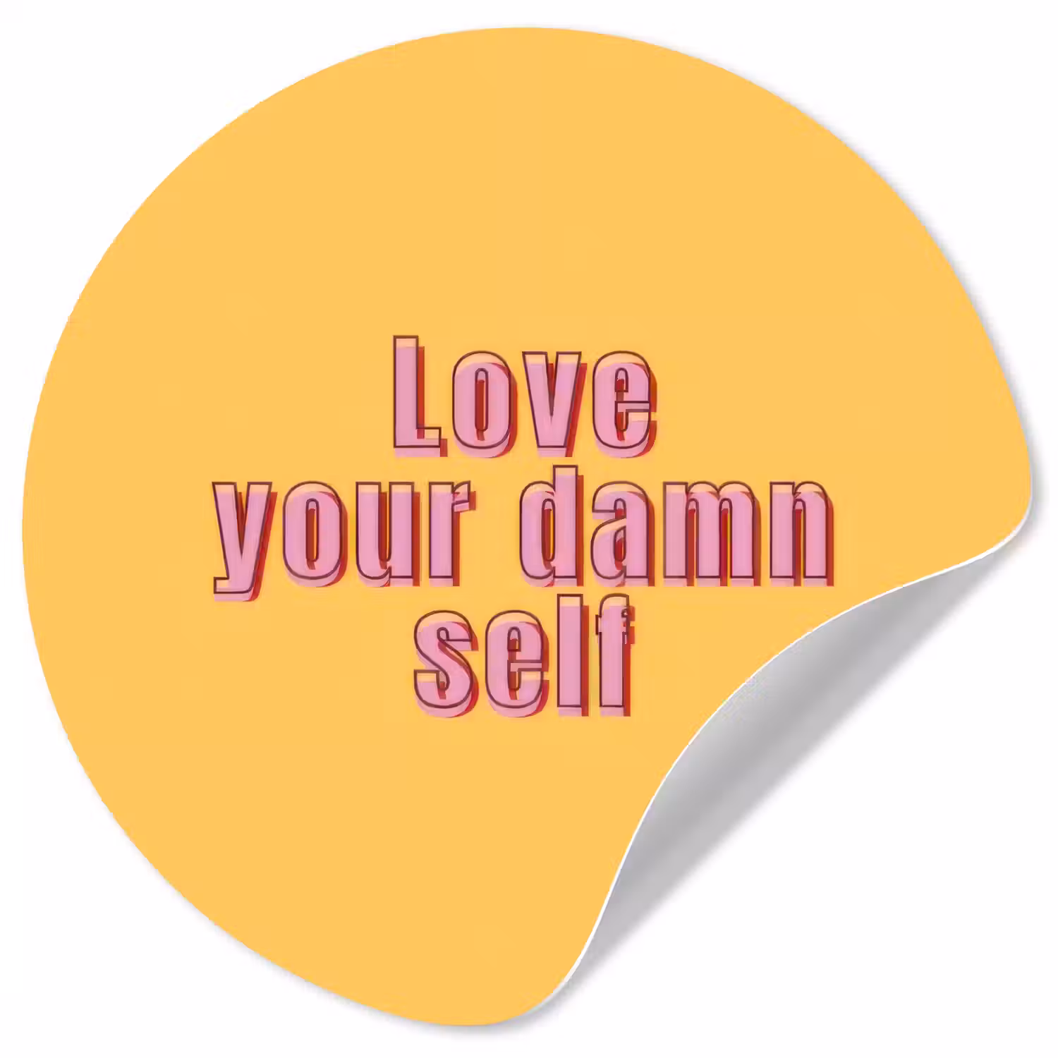 Love yourself - Roze - Geel Wandcirkel behangsticker klein -3d