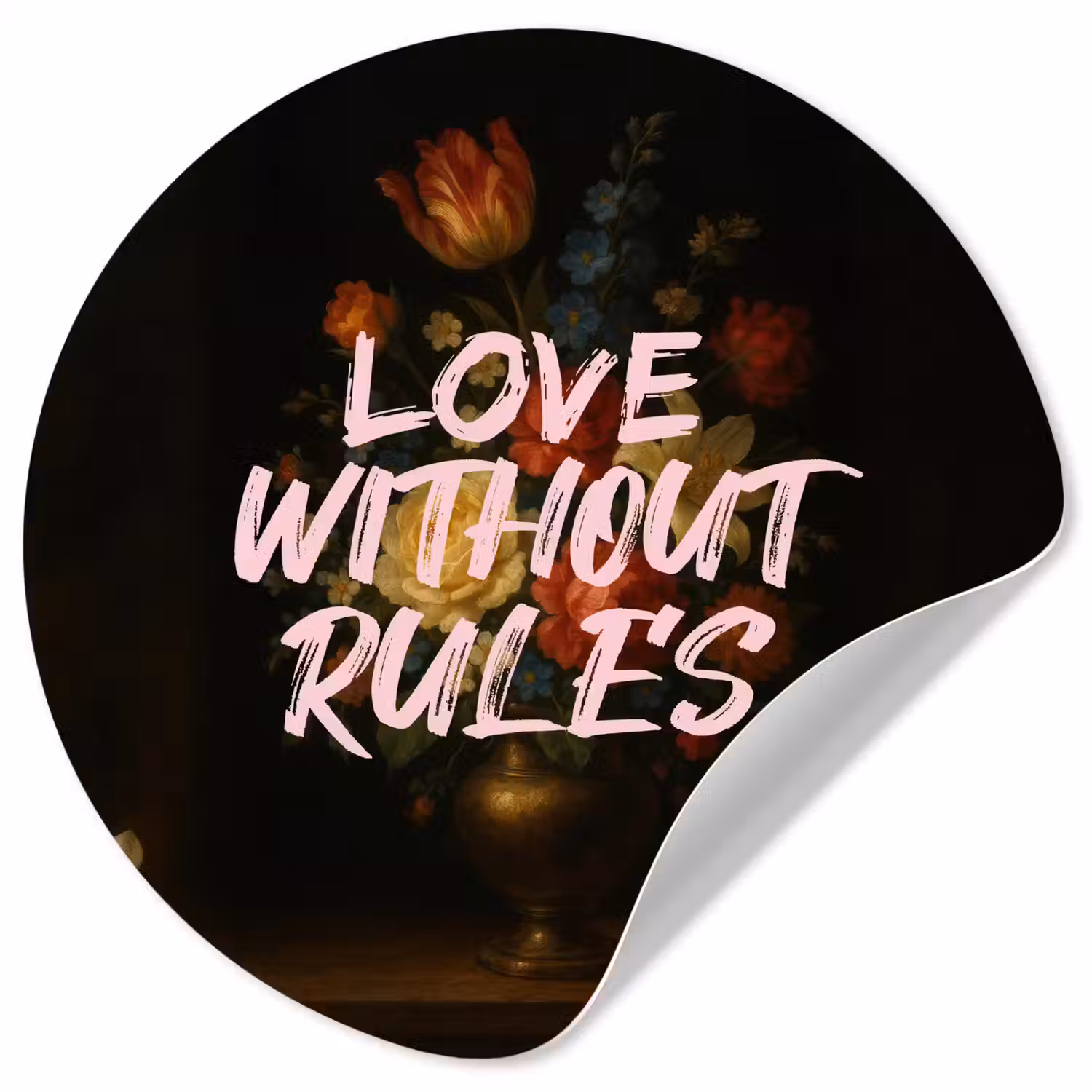 Liefde - Modern - Bloemen Wandcirkel behangsticker klein -3d
