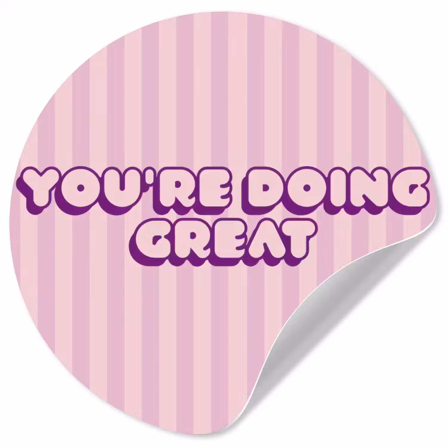 Paars - Strepen - You're doing great - Schaduw Wandcirkel behangsticker klein -3d