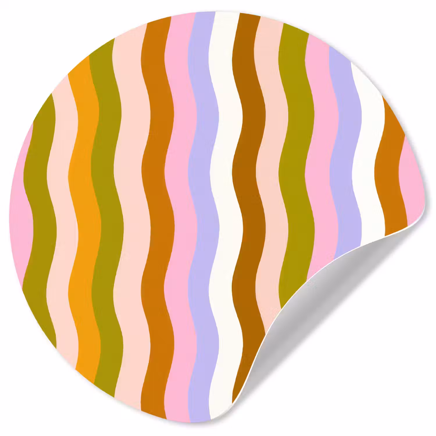 lijnen - Golven - Pastelkleuren - Patroon Wandcirkel behangsticker klein -3d
