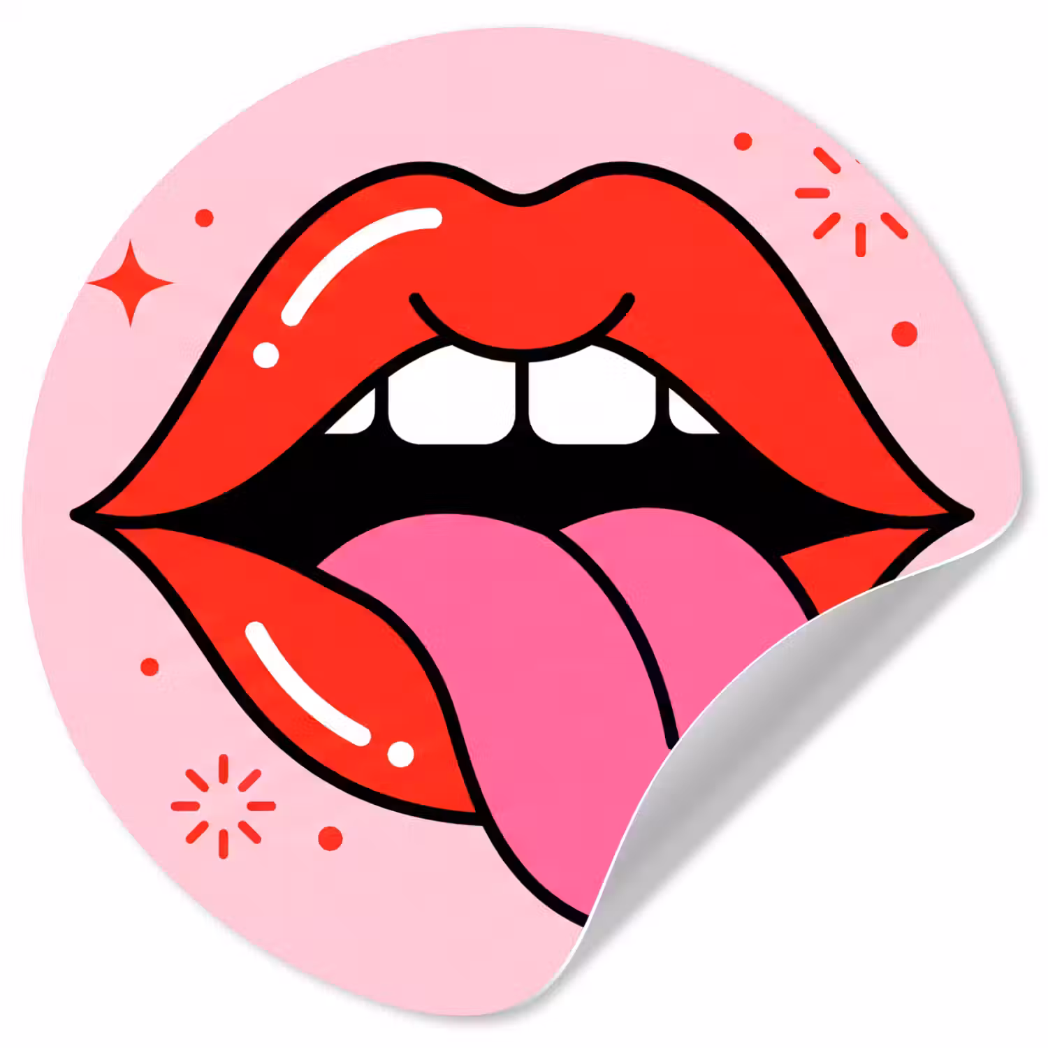 Lippen - Tong - Pop-art - Kleurrijk - Roze Wandcirkel behangsticker klein -3d