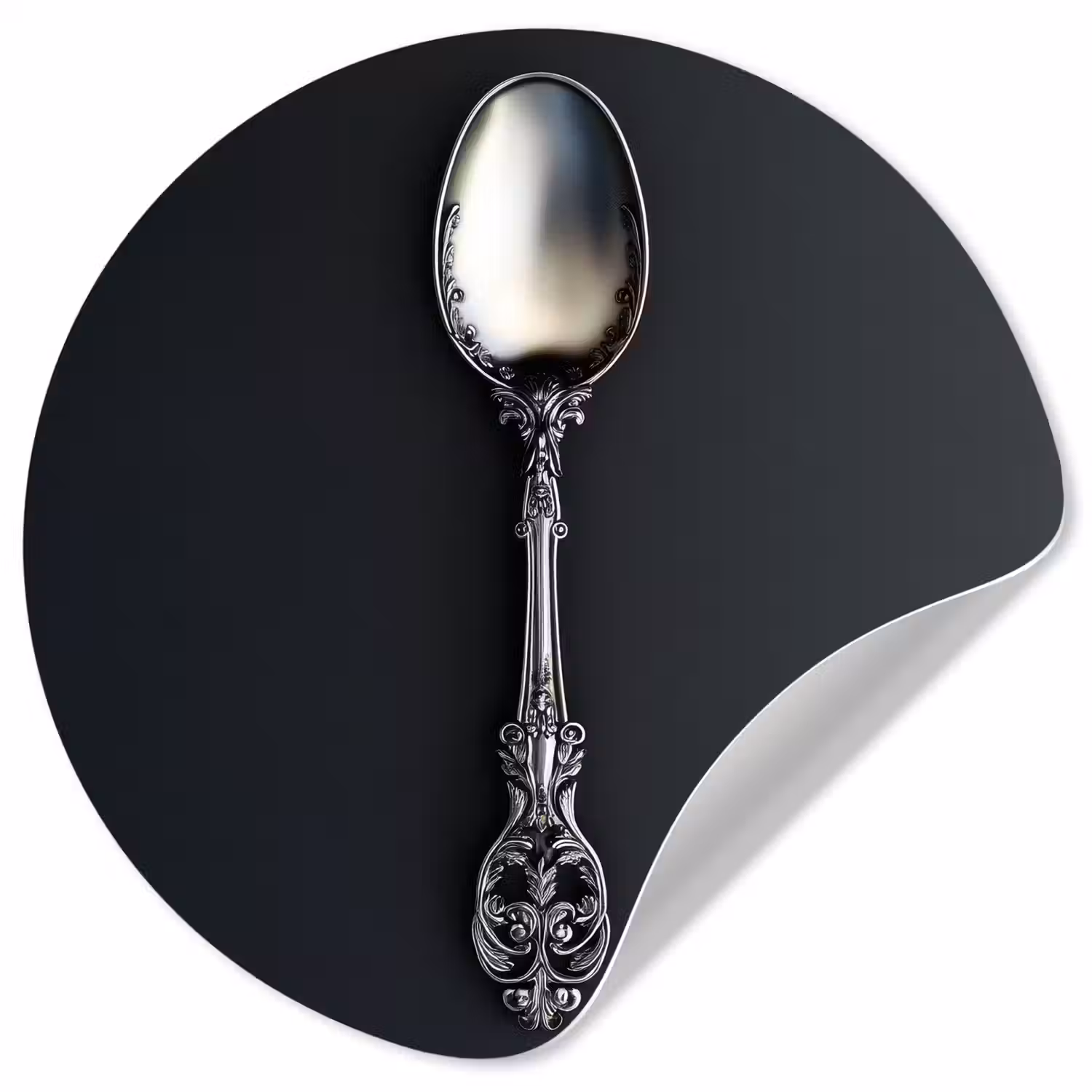 Lepel - Zilver - Metaal Wandcirkel behangsticker klein -3d