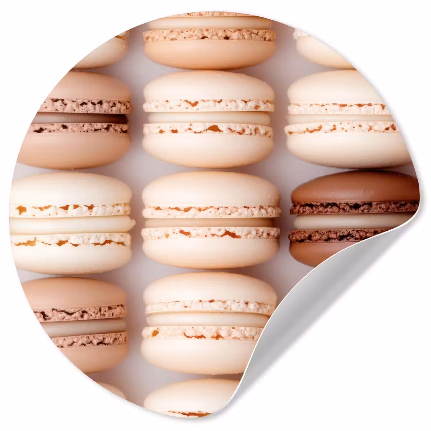 Macarons - Beige - Bruin Wandcirkel behangsticker klein -3d