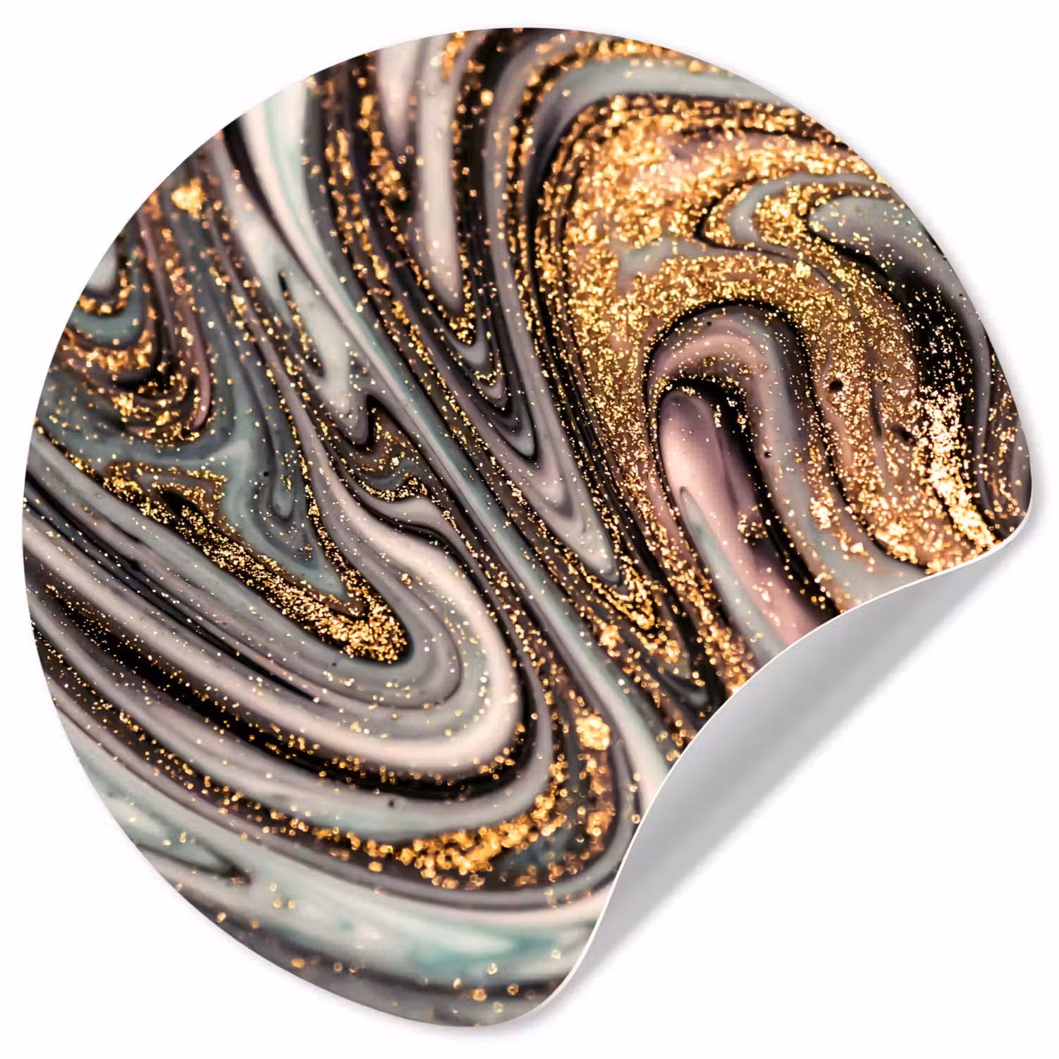 Marmerlook - Goud - Glitter - Luxe - Marmer - Wit Wandcirkel behangsticker klein -3d
